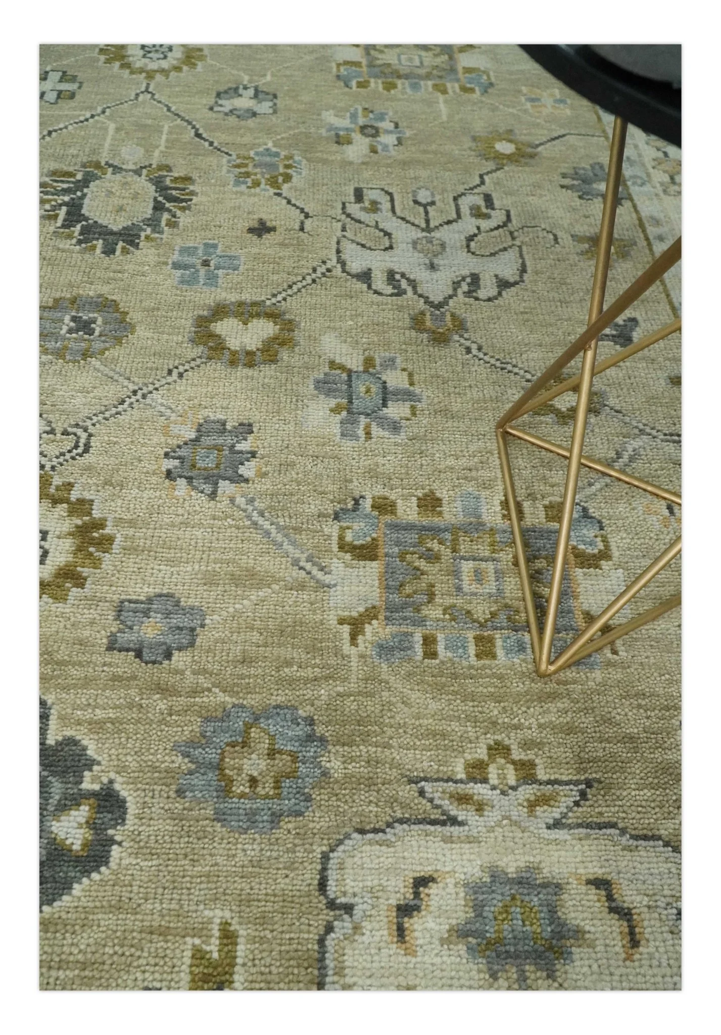 Hand Knotted Antique Oushak Olive and Beige Traditional Oushak Multi Size Wool Area Rug - Image 2