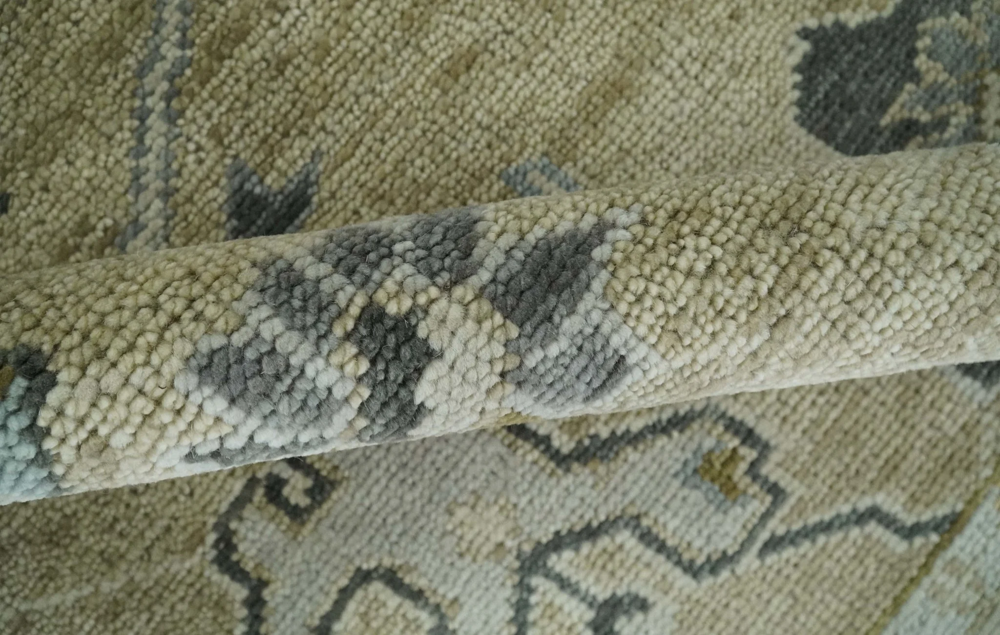 Hand Knotted Antique Oushak Olive and Beige Traditional Oushak Multi Size Wool Area Rug - Image 6