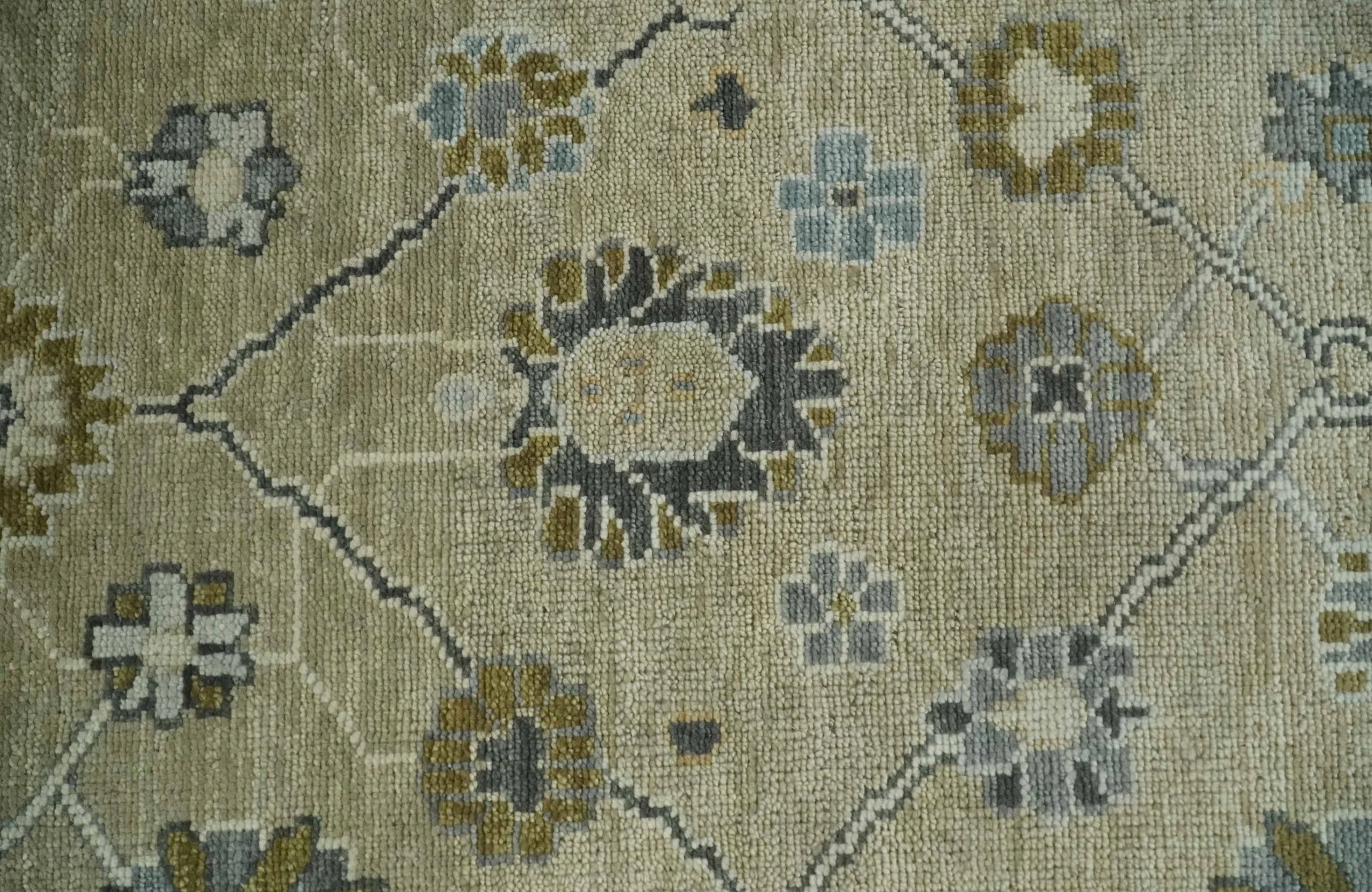 Hand Knotted Antique Oushak Olive and Beige Traditional Oushak Multi Size Wool Area Rug - Image 9