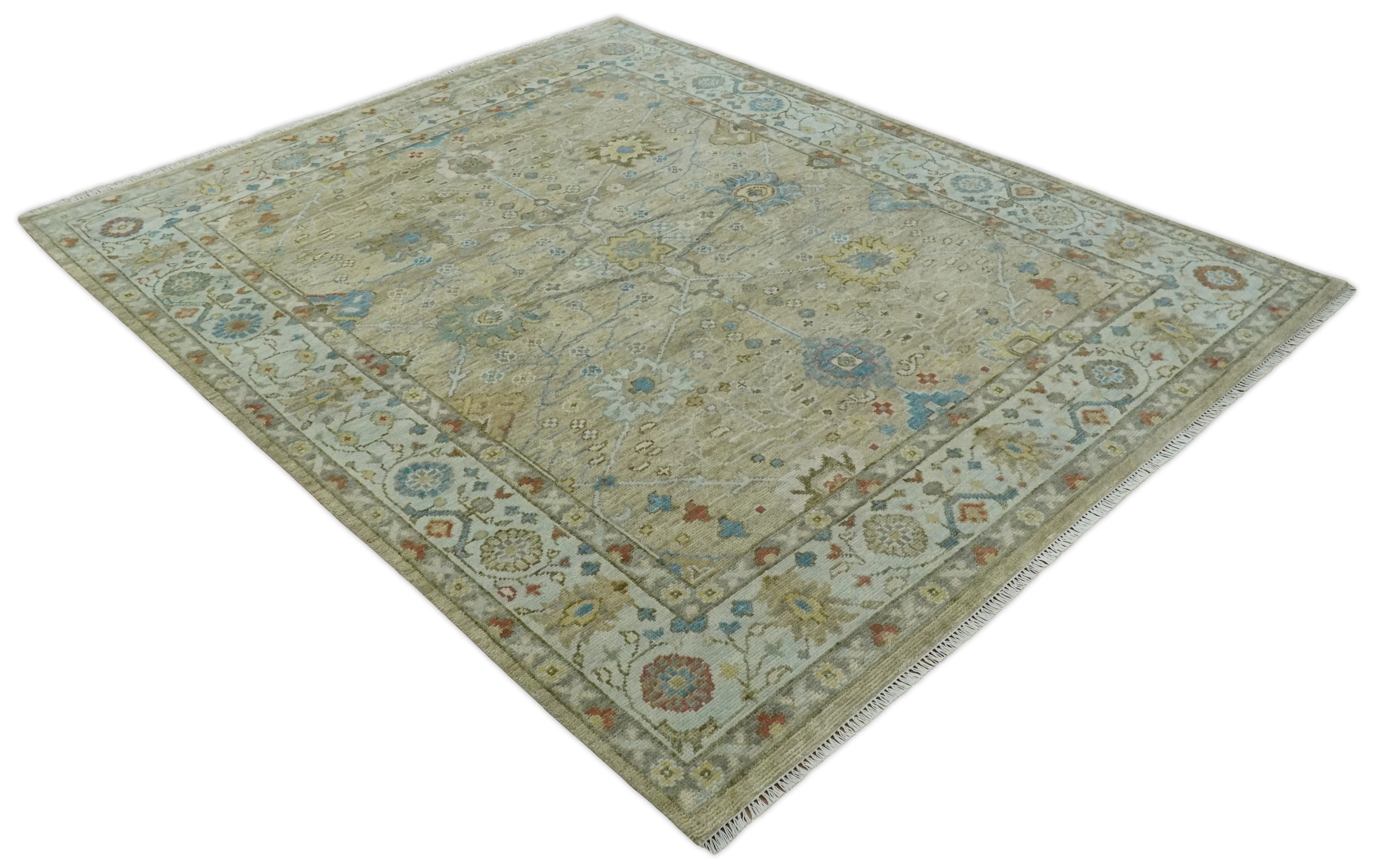 Hand Knotted Beige, Ivory and Gray Traditional Oushak Custom Made Wool Area Rug - Image 10