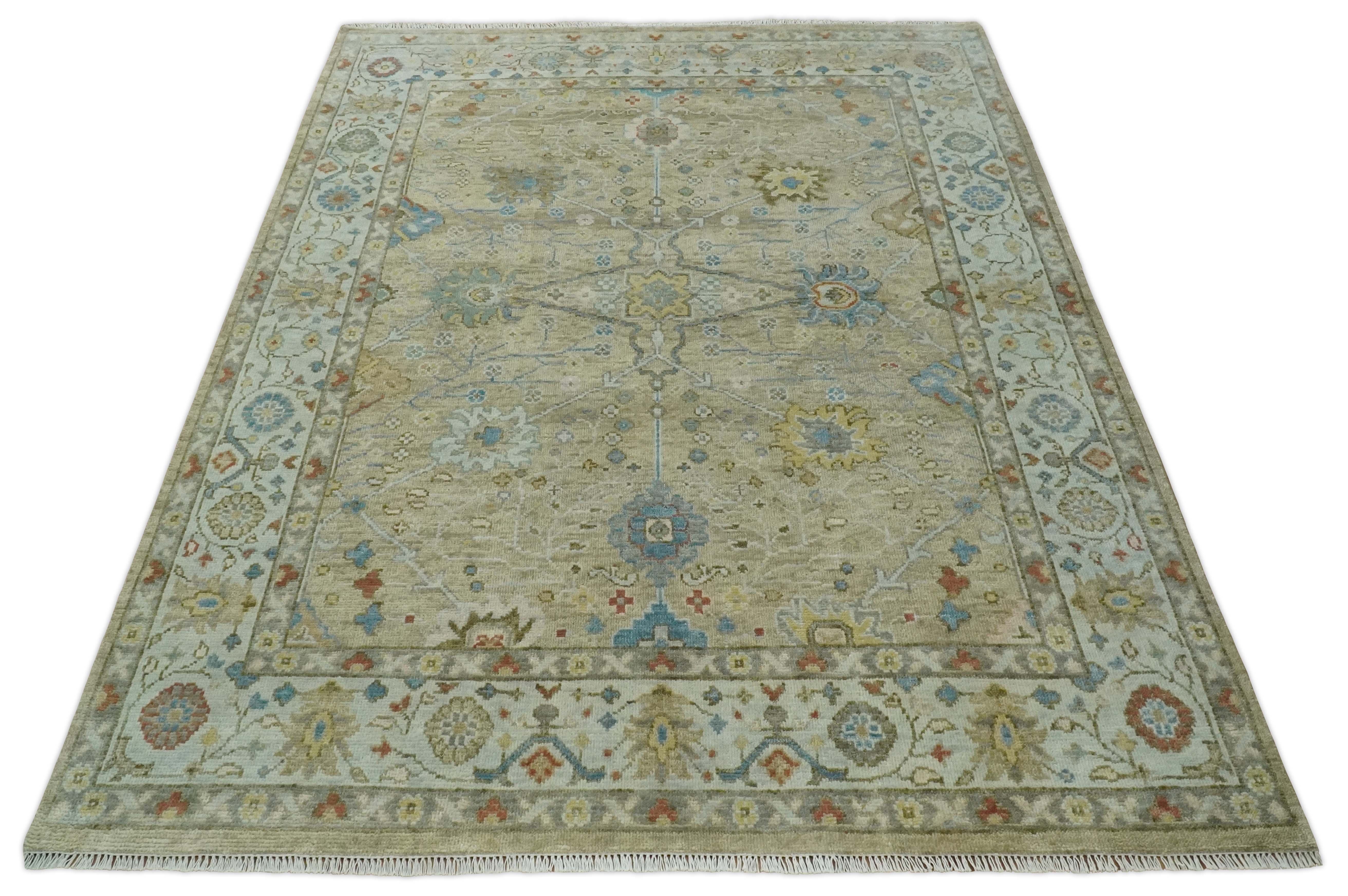 Hand Knotted Beige, Ivory and Gray Traditional Oushak Custom Made Wool Area Rug - Image 11