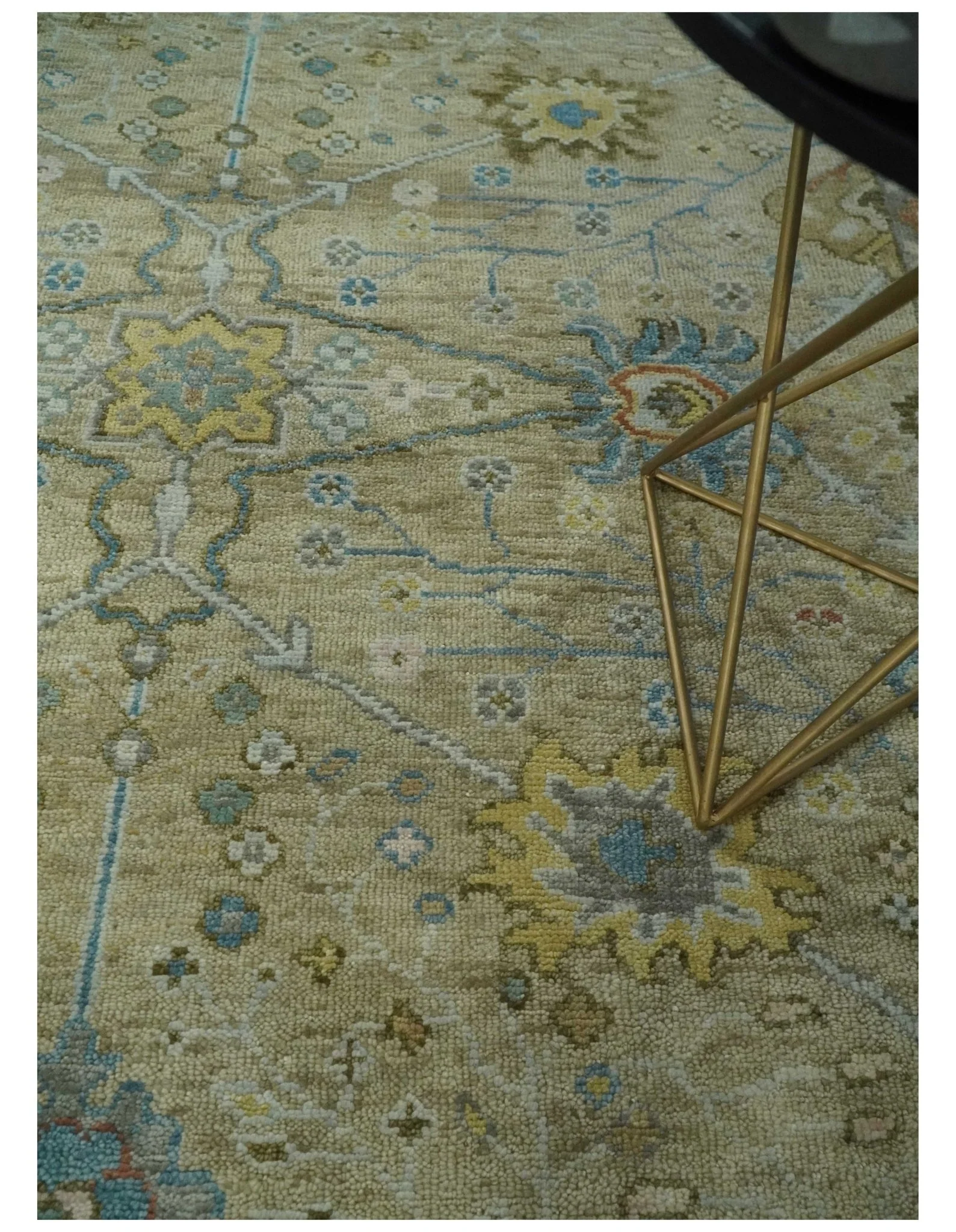 Hand Knotted Beige, Ivory and Gray Traditional Oushak Custom Made Wool Area Rug - Image 2