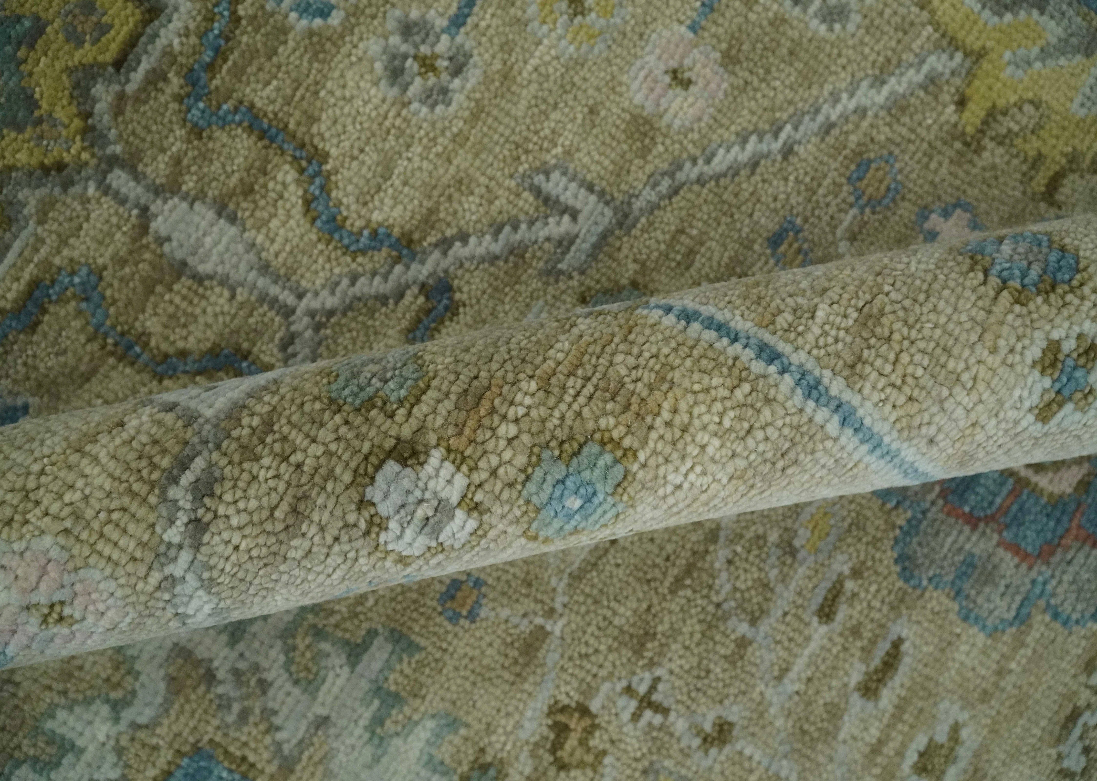 Hand Knotted Beige, Ivory and Gray Traditional Oushak Custom Made Wool Area Rug - Image 6