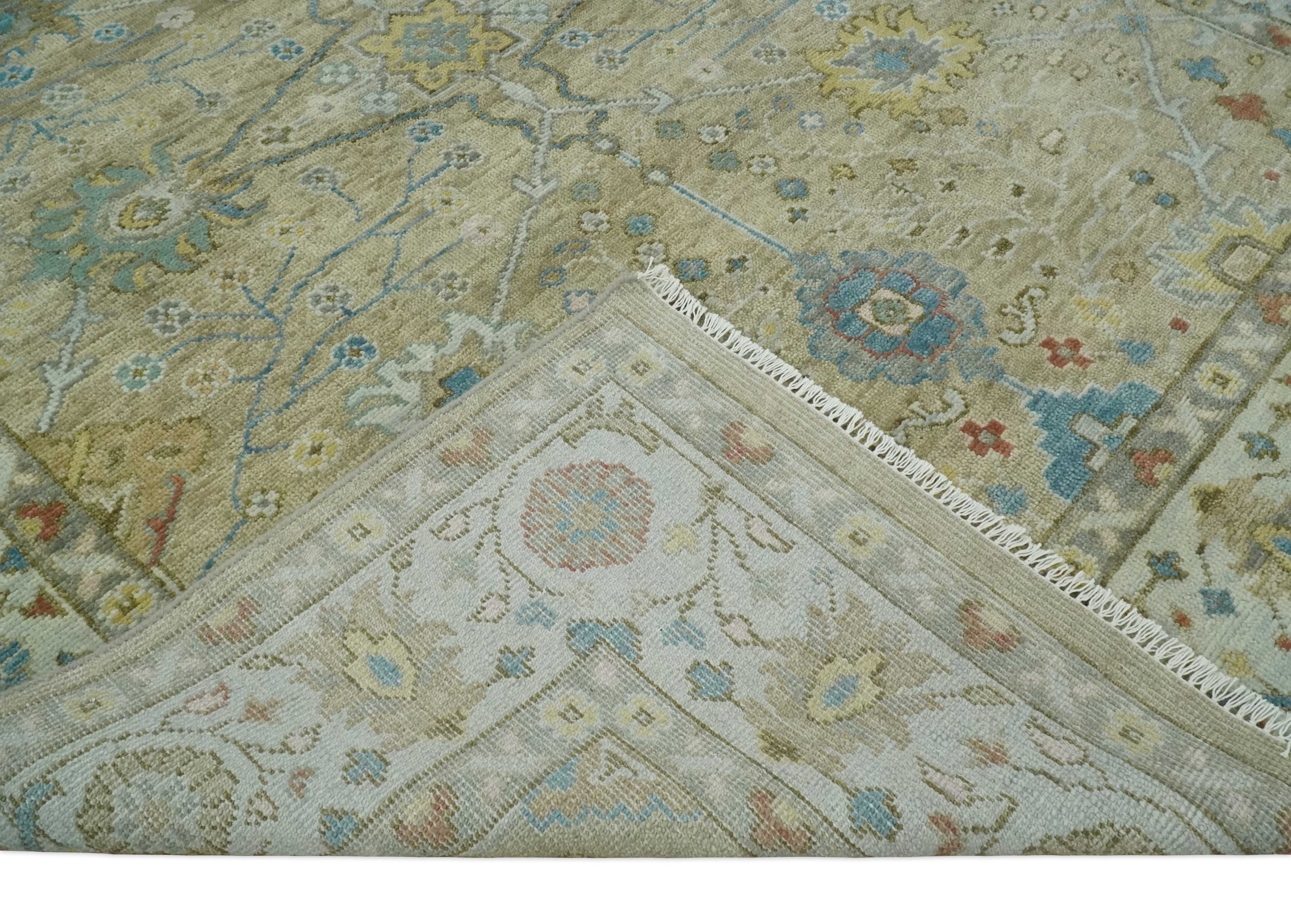 Hand Knotted Beige, Ivory and Gray Traditional Oushak Custom Made Wool Area Rug - Image 7