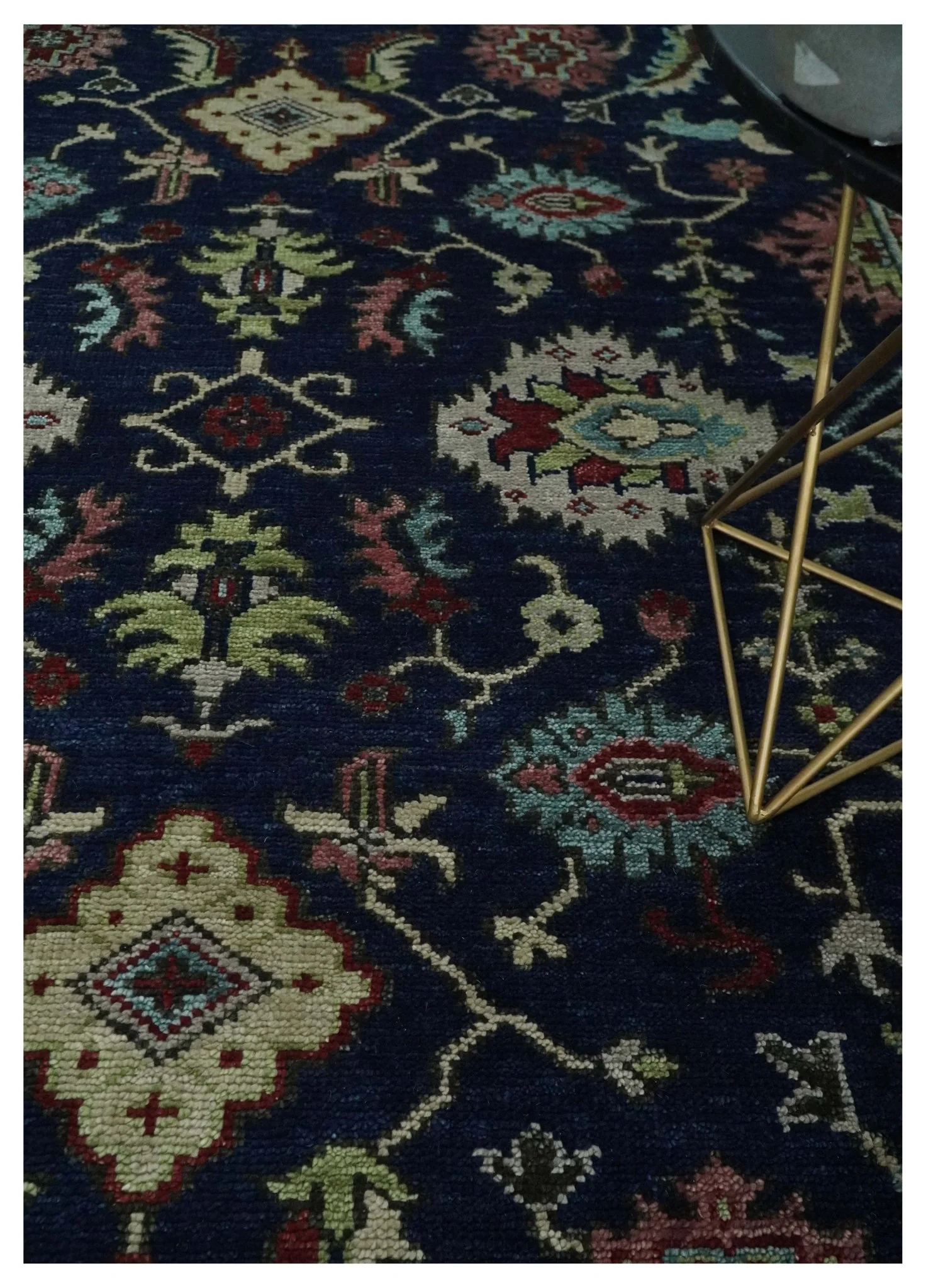 Antique Hand Knotted Blue, Beige and Rust Traditional Oriental Oushak Custom Made Wool Area Rug - Image 2