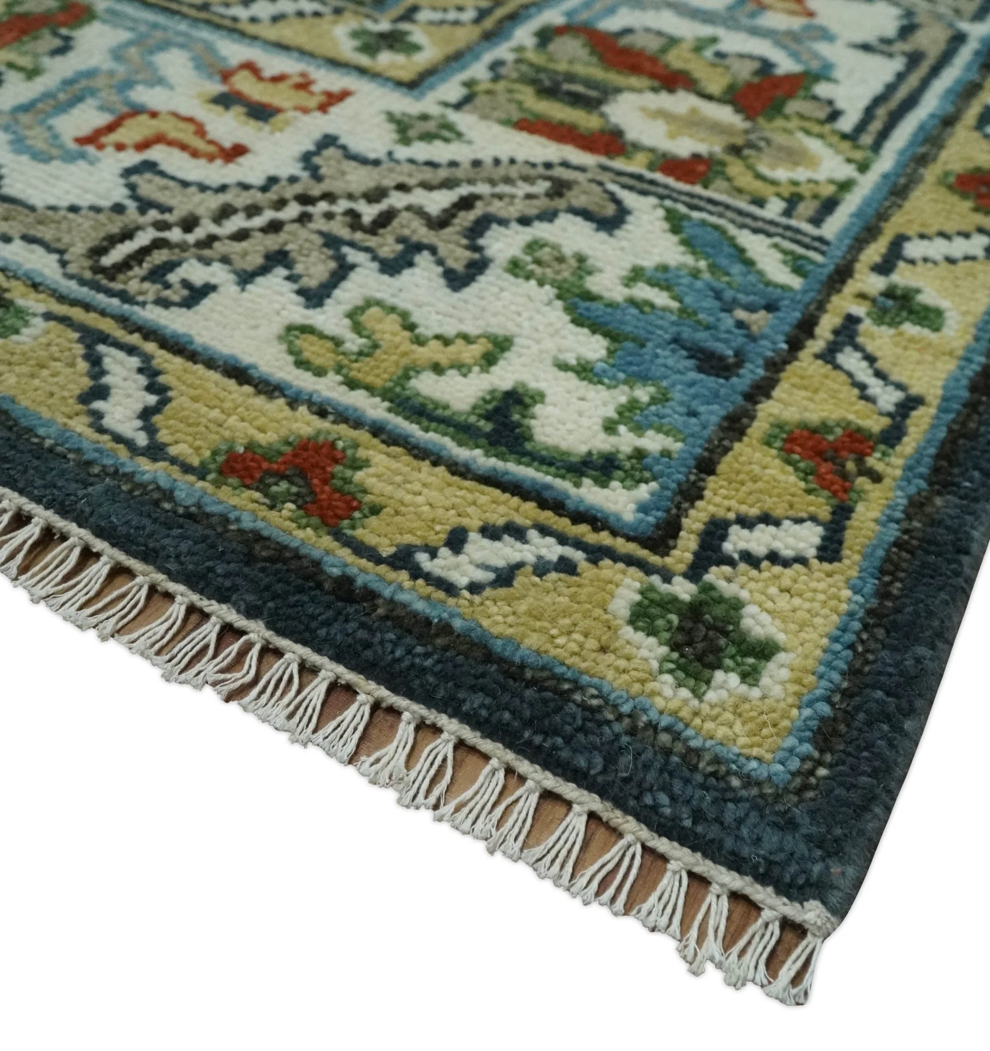 Hand Knotted Green and Ivory Traditional Oriental Oushak Custom Made Wool Area Rug - Image 11