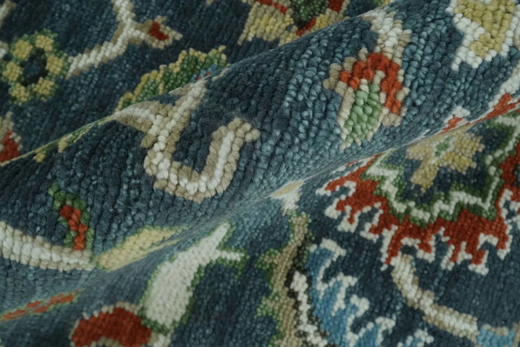 Hand Knotted Green and Ivory Traditional Oriental Oushak Custom Made Wool Area Rug - Image 6