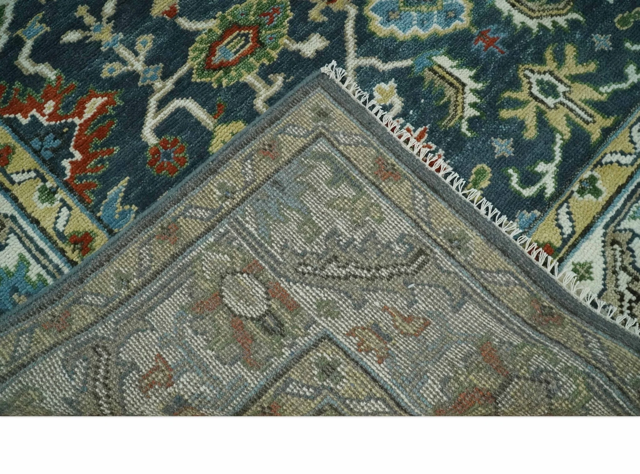 Hand Knotted Green and Ivory Traditional Oriental Oushak Custom Made Wool Area Rug - Image 7