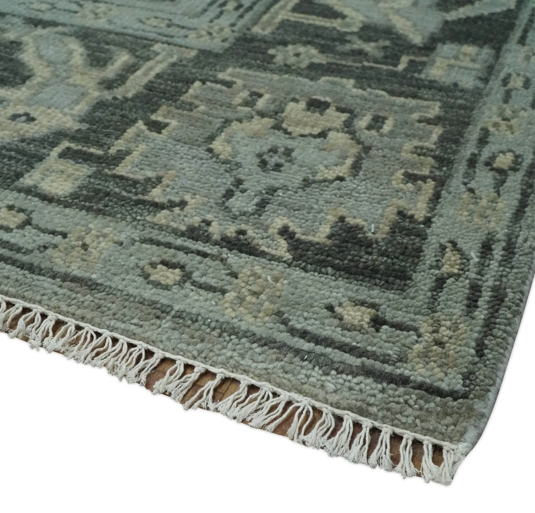 Antique Oushak Silver and Charcoal Multi size Wool Area Rug - Image 10