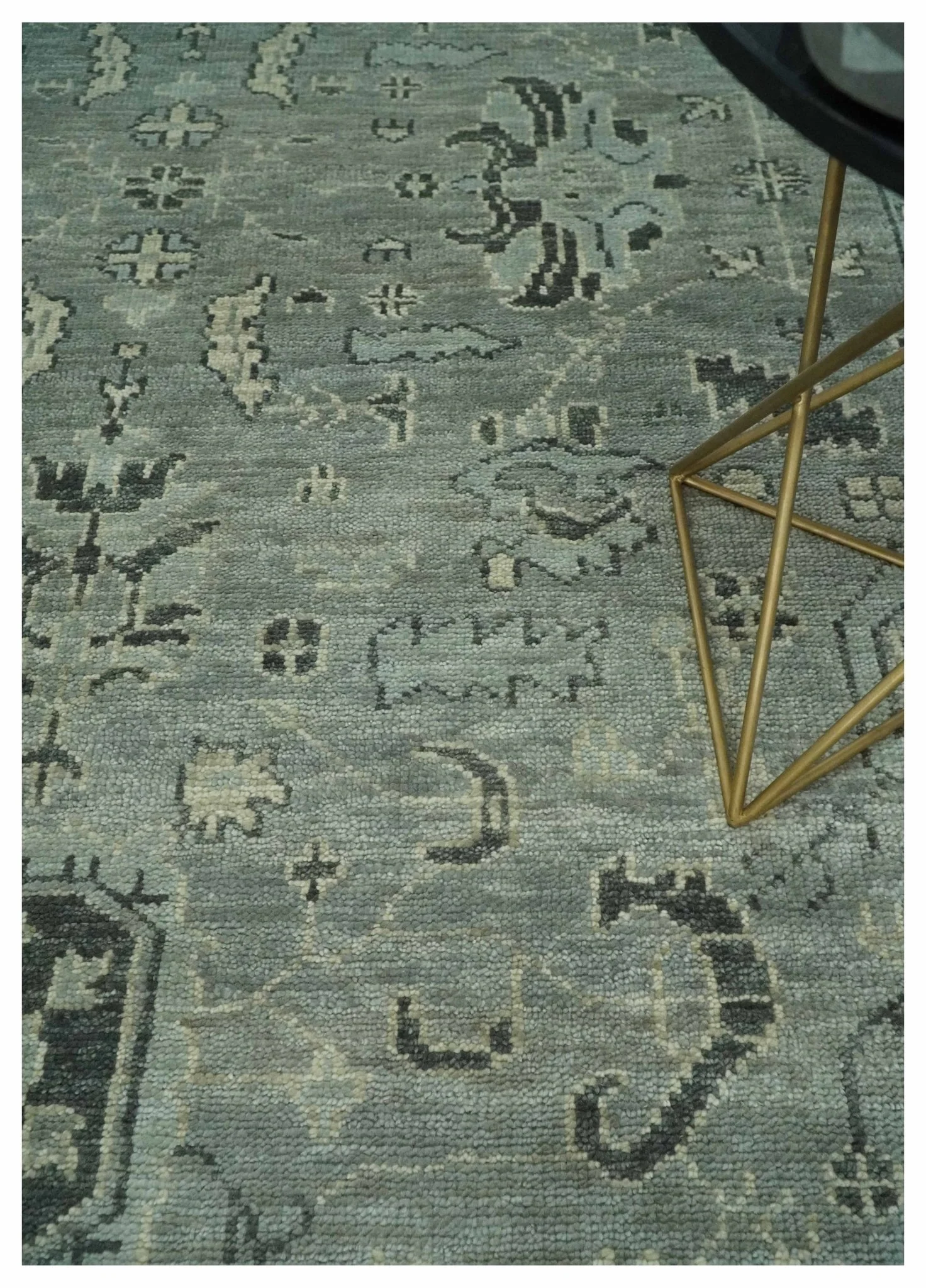 Antique Oushak Silver and Charcoal Multi size Wool Area Rug - Image 2