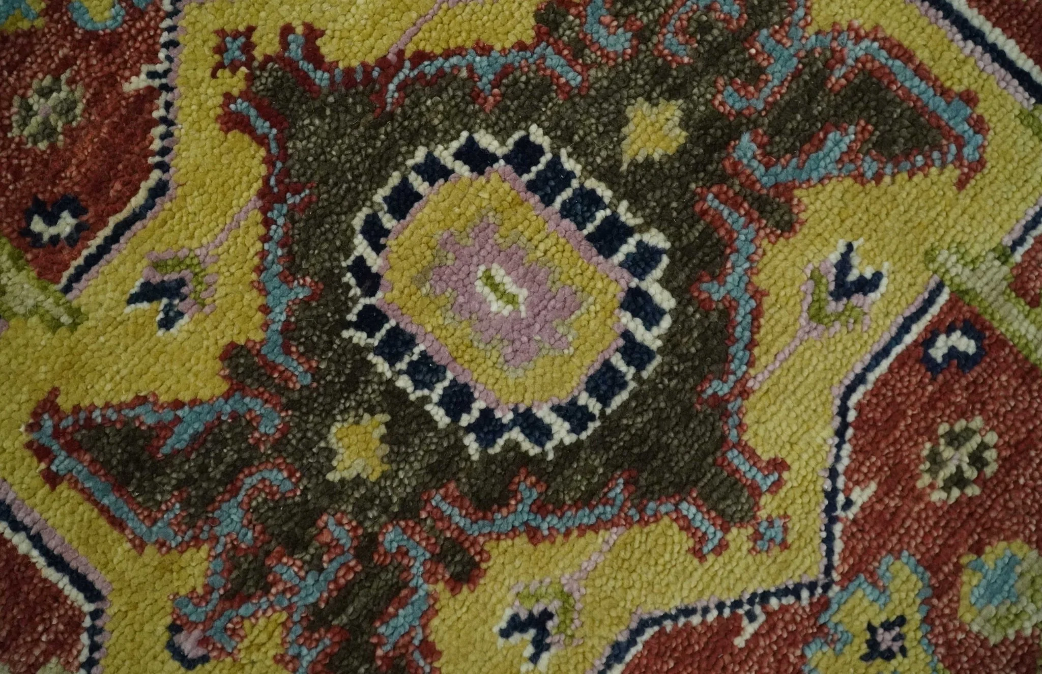 Blue and Rust Hand Knotted Traditional Vintage Style Heriz Serapi Multi Size Wool Area Rug - Image 4