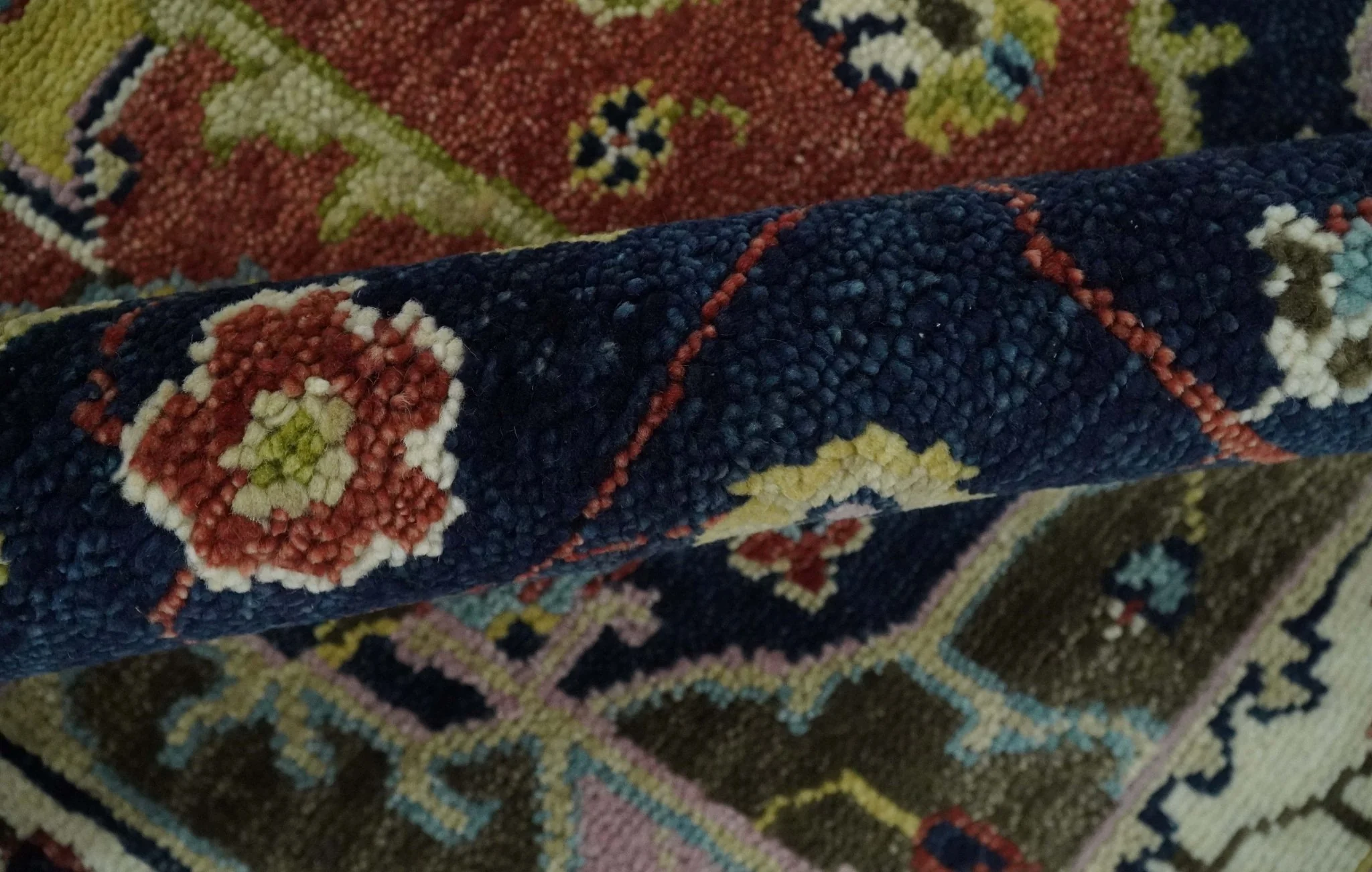 Blue and Rust Hand Knotted Traditional Vintage Style Heriz Serapi Multi Size Wool Area Rug - Image 6