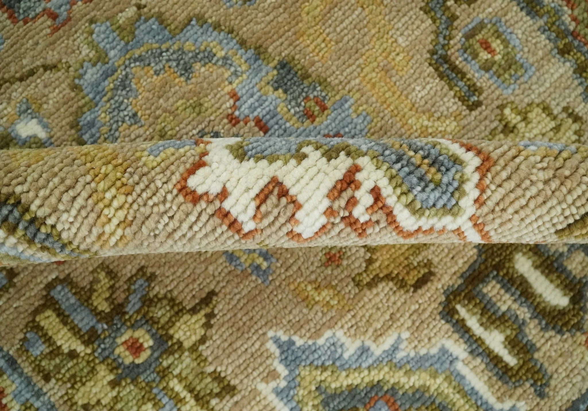 Beige and Ivory Hand knotted Traditional Oriental Oushak Multi Size Wool Area Rug - Image 5