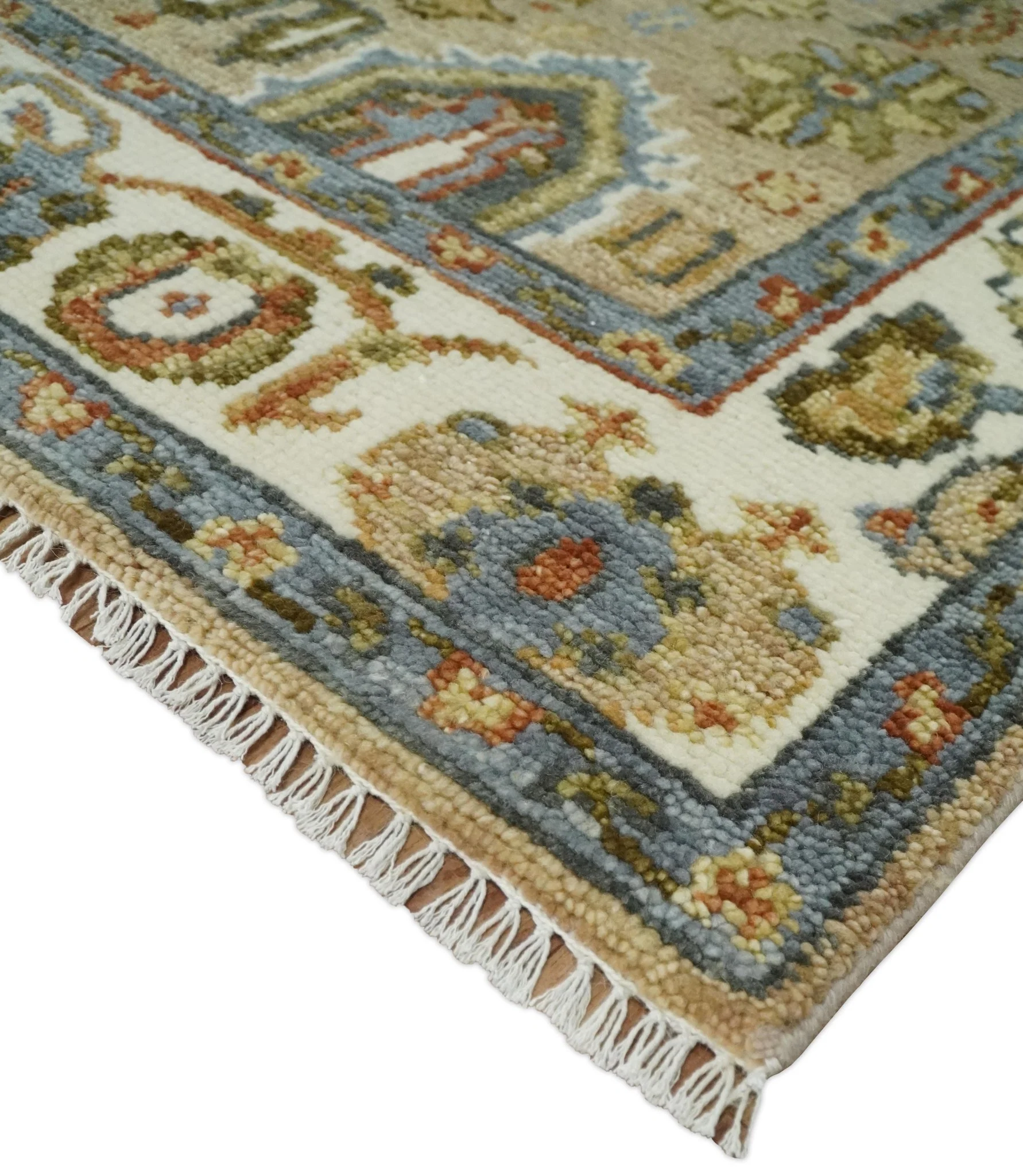 Beige and Ivory Hand knotted Traditional Oriental Oushak Multi Size Wool Area Rug - Image 7