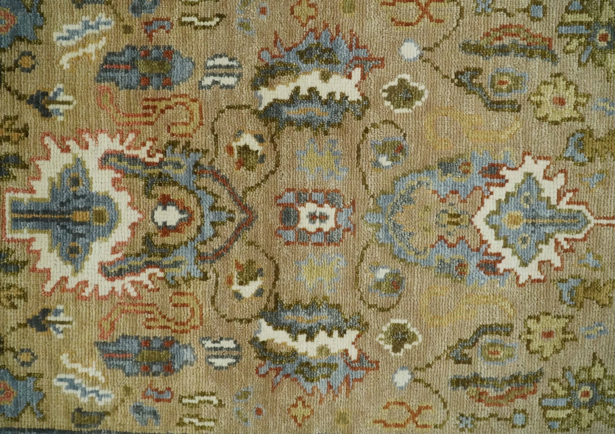 Beige and Ivory Hand knotted Traditional Oriental Oushak Multi Size Wool Area Rug - Image 8