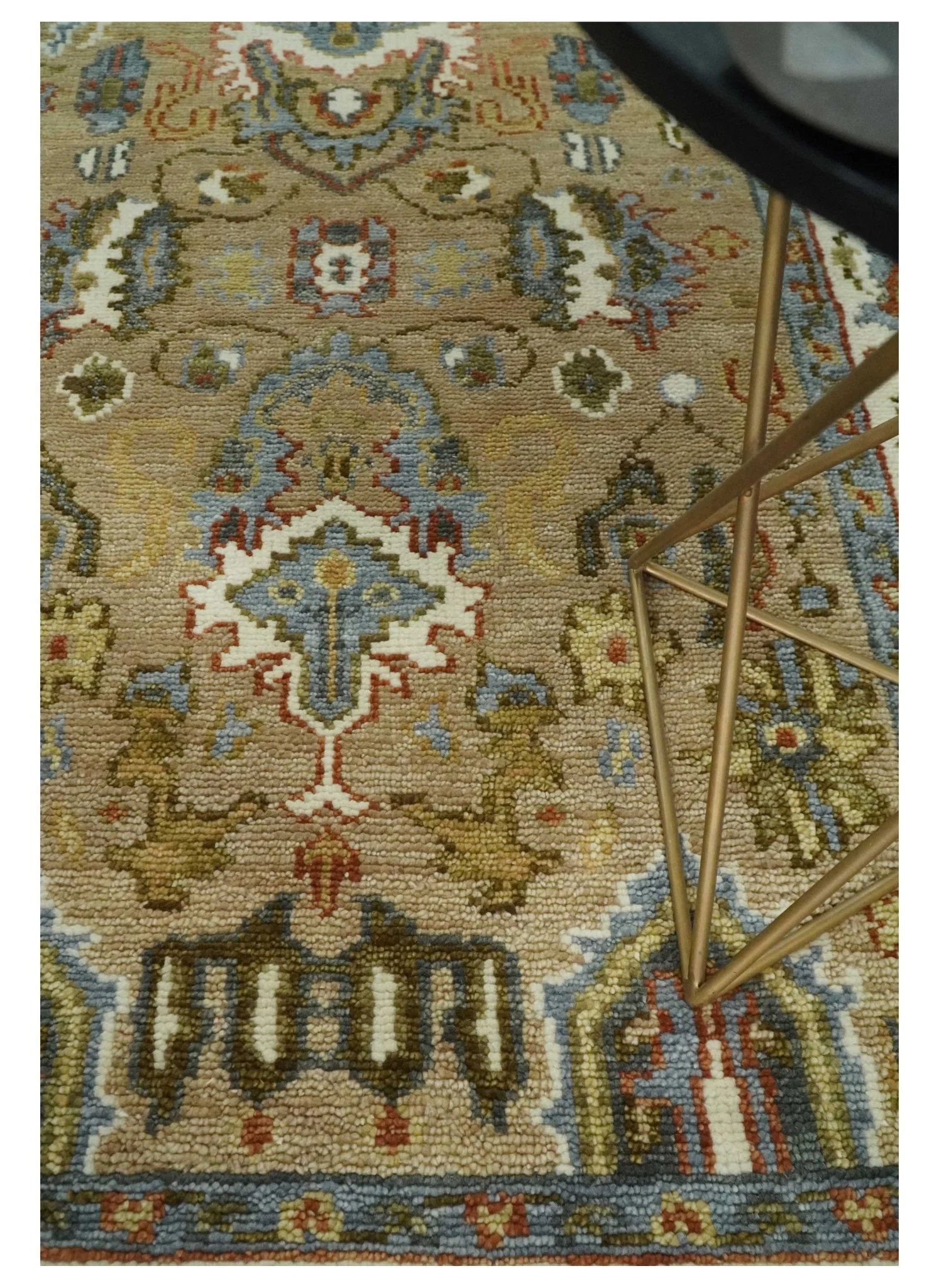 Beige and Ivory Hand knotted Traditional Oriental Oushak Multi Size Wool Area Rug - Image 9