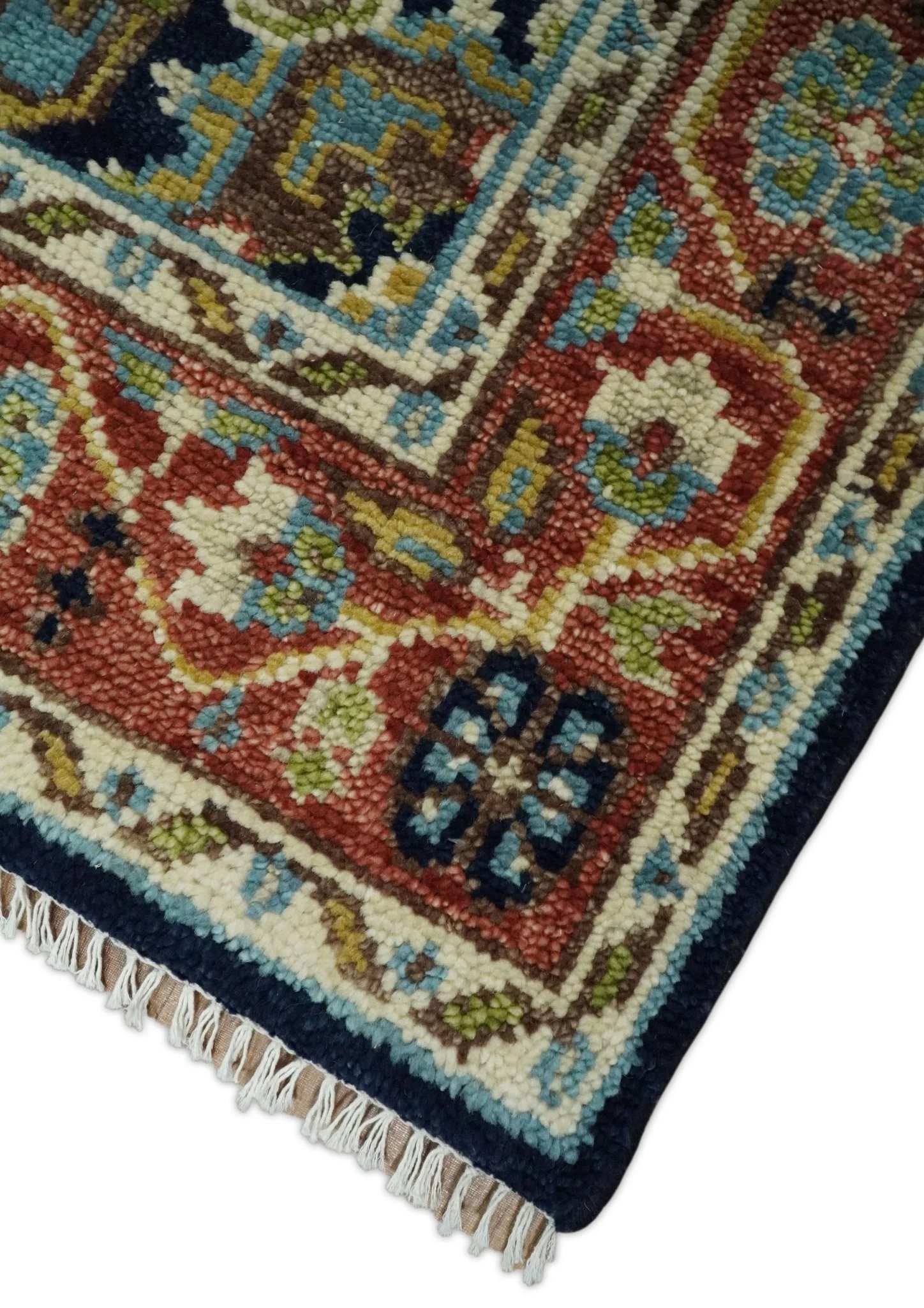 Hand Knotted 5x8 Blue and Rust Traditional Persian Heriz Serapi Area Rug | TRDCP19358 - Image 6