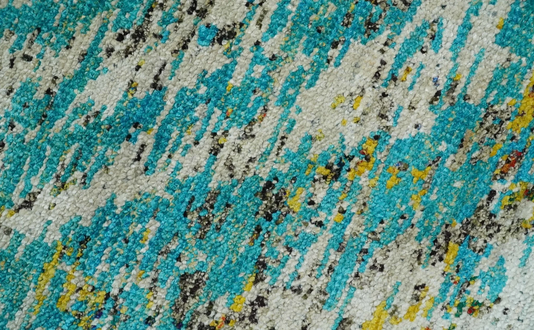 Hand Knotted 5x8 Blue, Ivory and Brown Modern Abstract Contemporary Recycled Silk Area Rug | OP79 - Image 3