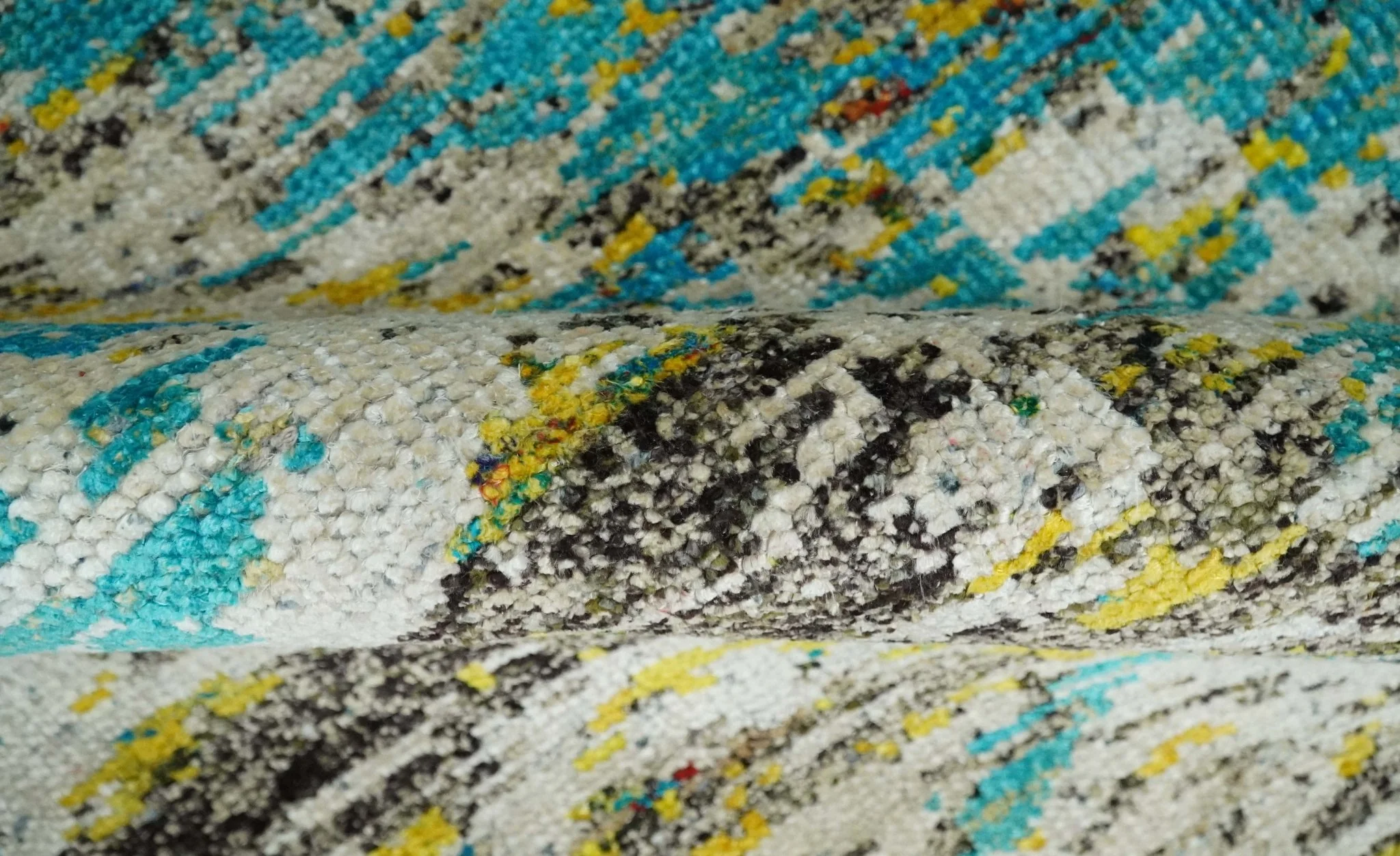 Hand Knotted 5x8 Blue, Ivory and Brown Modern Abstract Contemporary Recycled Silk Area Rug | OP79 - Image 6