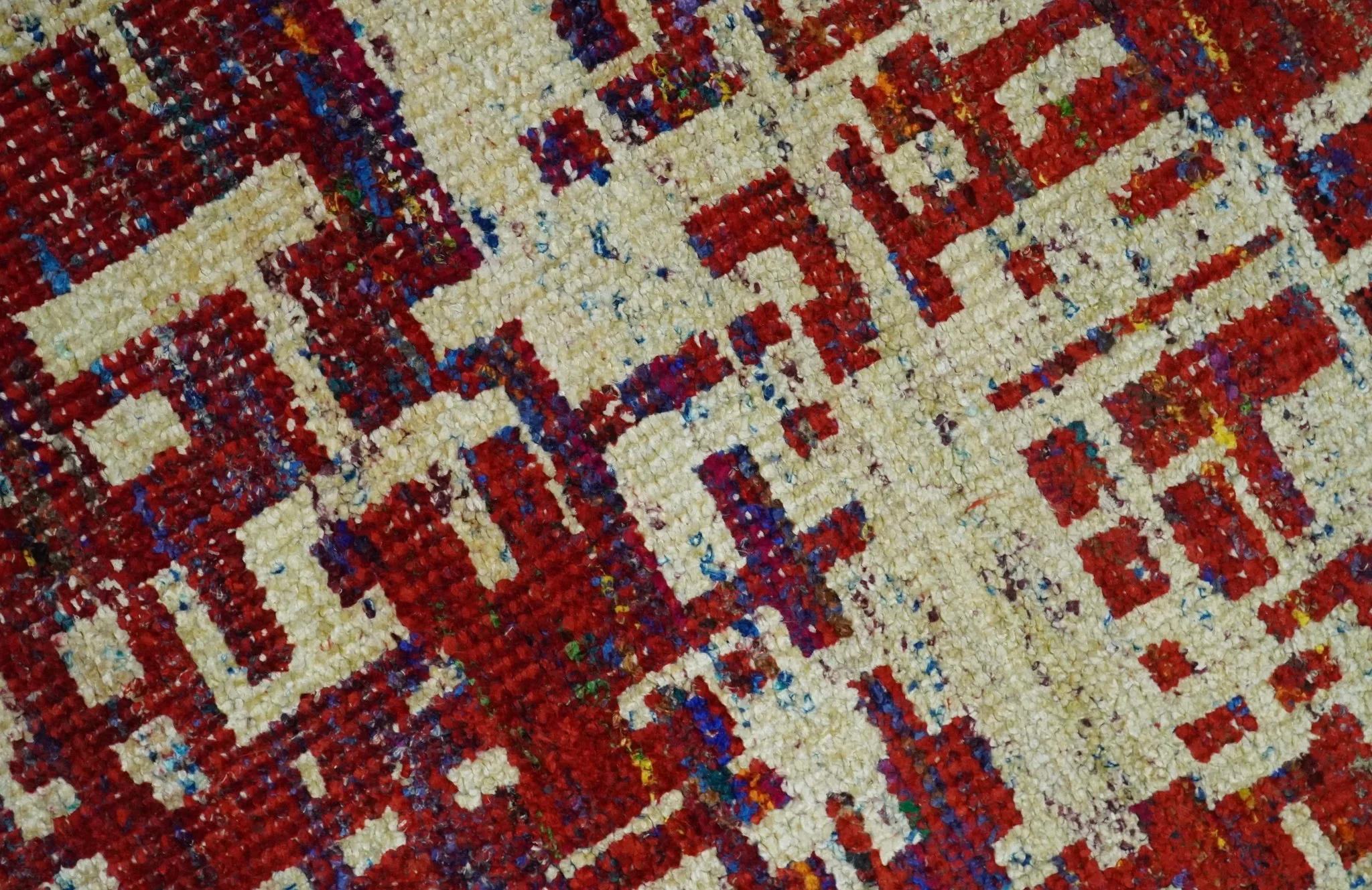 Hand Knotted 5x8 Camel, Rust and Blue Modern Abstract Contemporary Recycled Silk Area Rug | OP126 - Image 4