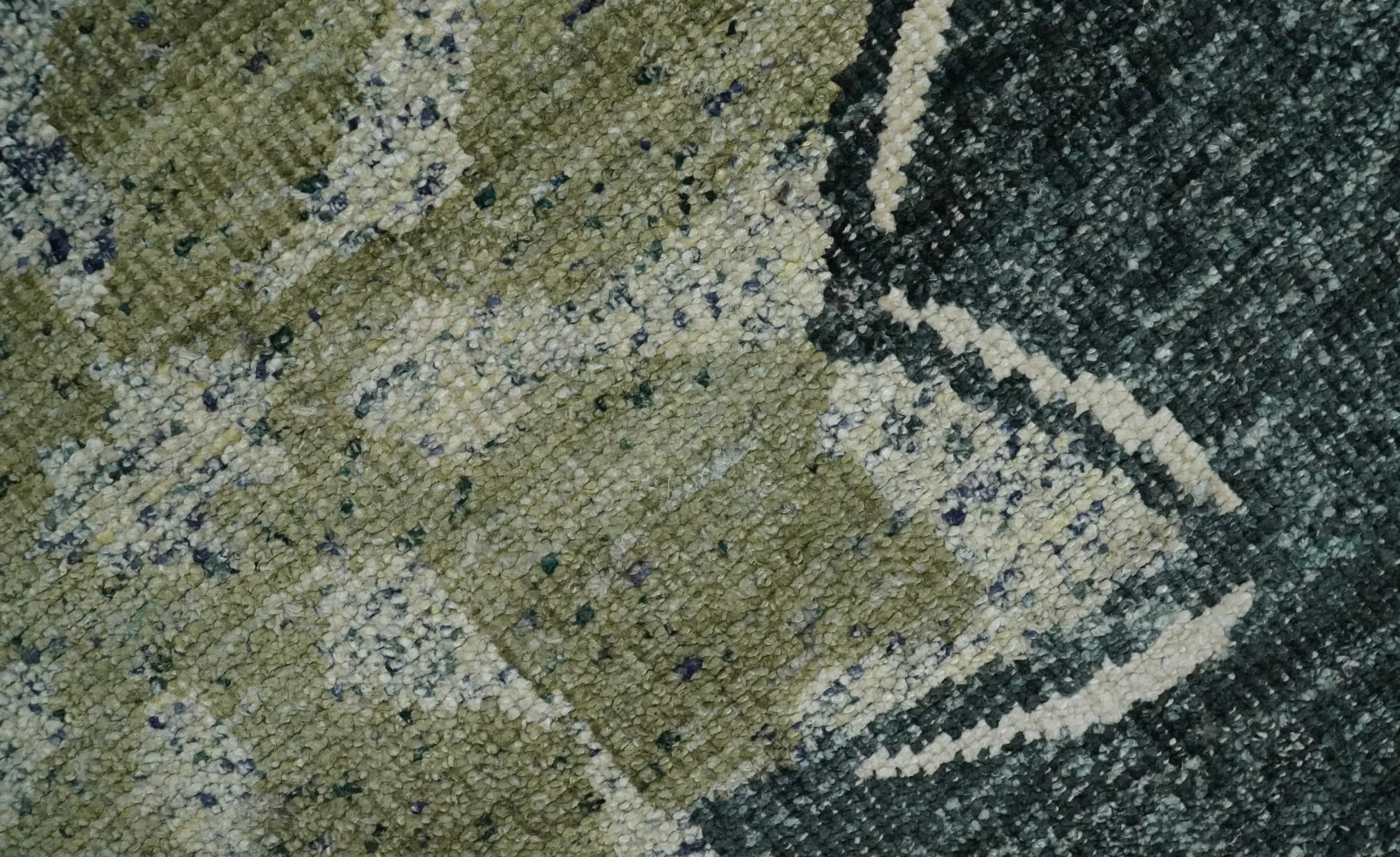 Hand Knotted 5x8 Charcoal, Beige and Olive Floral Persian made of Recycled Silk Area Rug | OP90 - Image 2