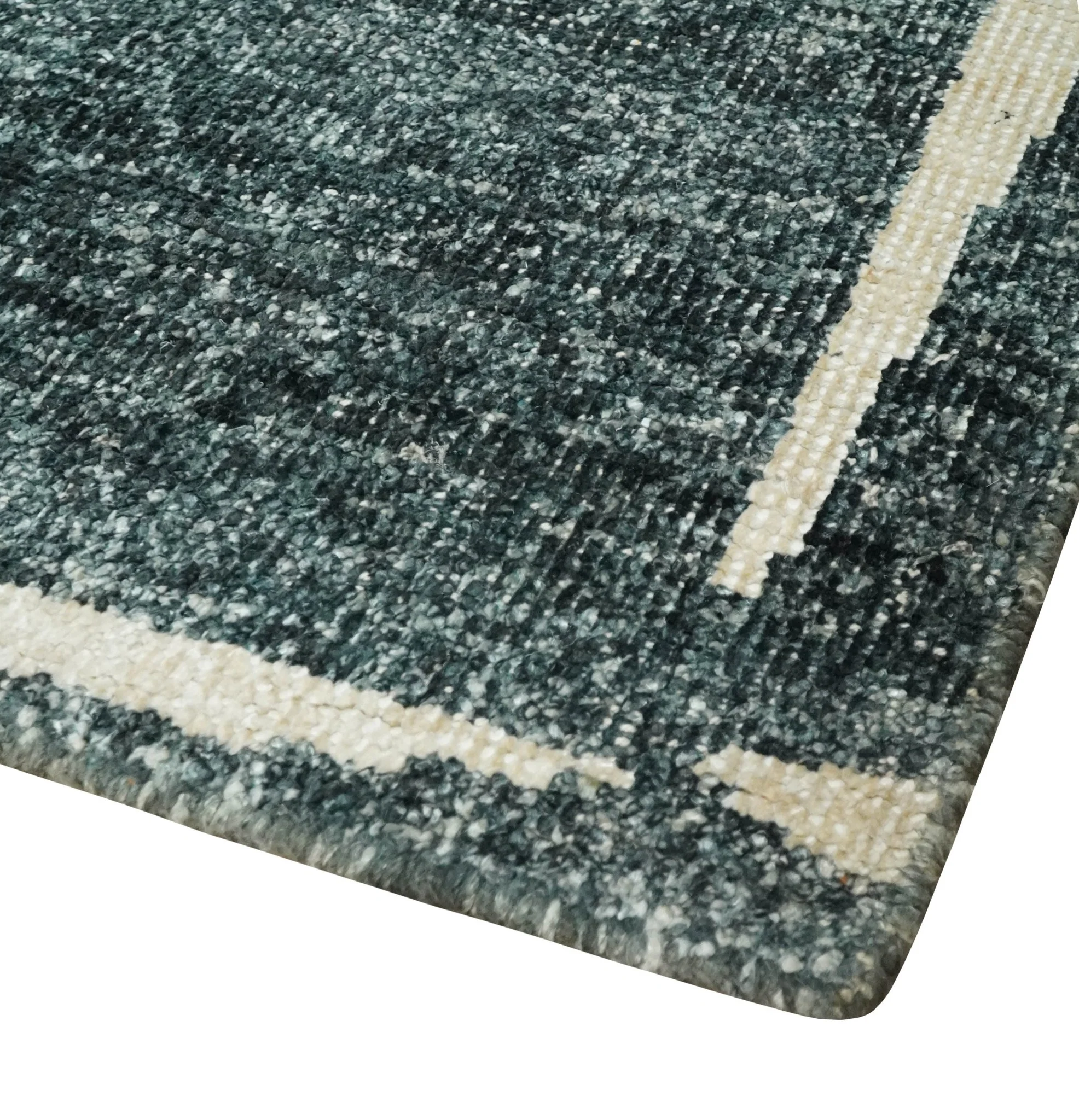 Hand Knotted 5x8 Charcoal, Beige and Olive Floral Persian made of Recycled Silk Area Rug | OP90 - Image 3