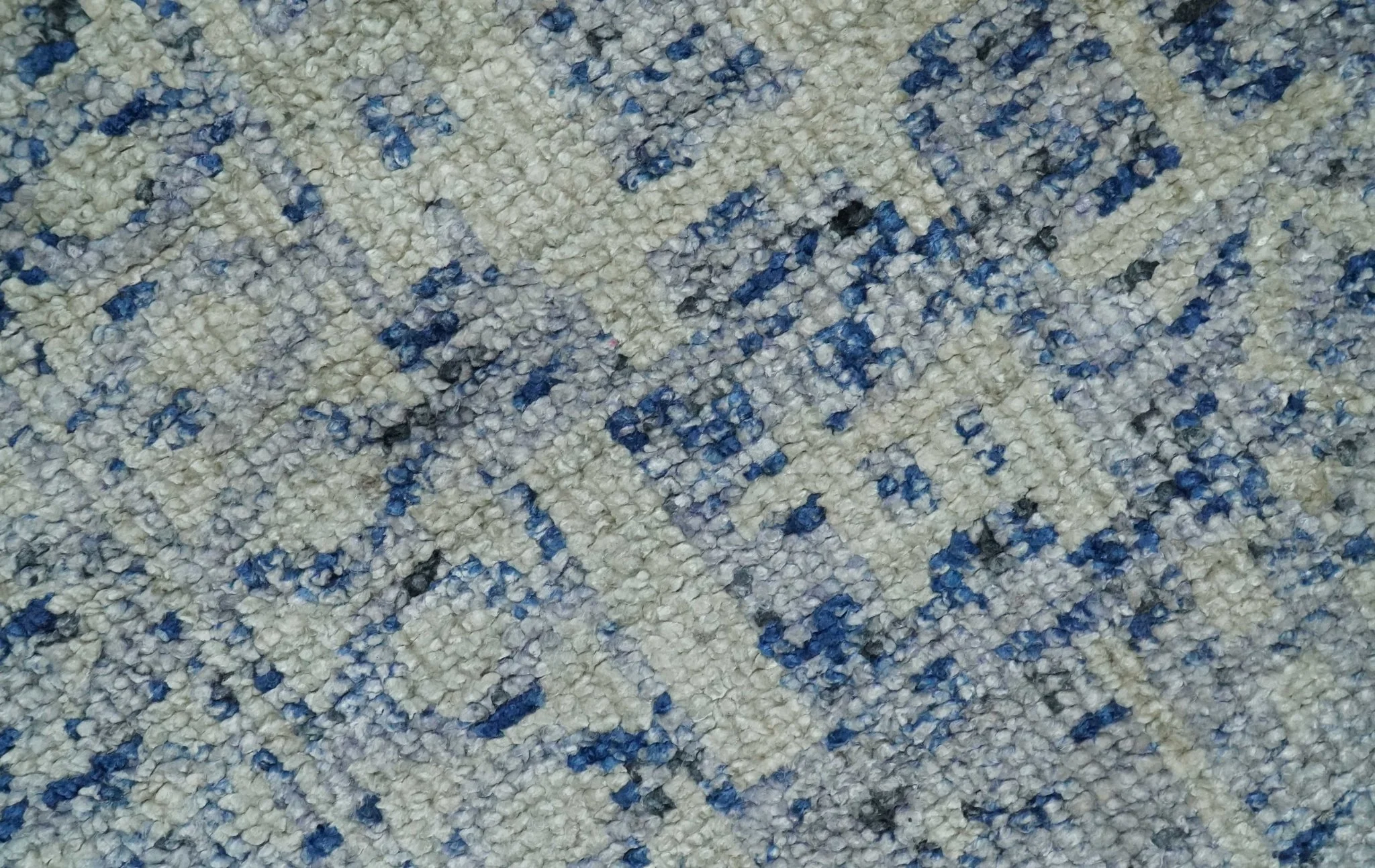 Hand Knotted 5x8 Ivory, Purple and Blue Modern Contemporary Southwestern Tribal Trellis Recycled Silk Area Rug | OP104 - Image 4