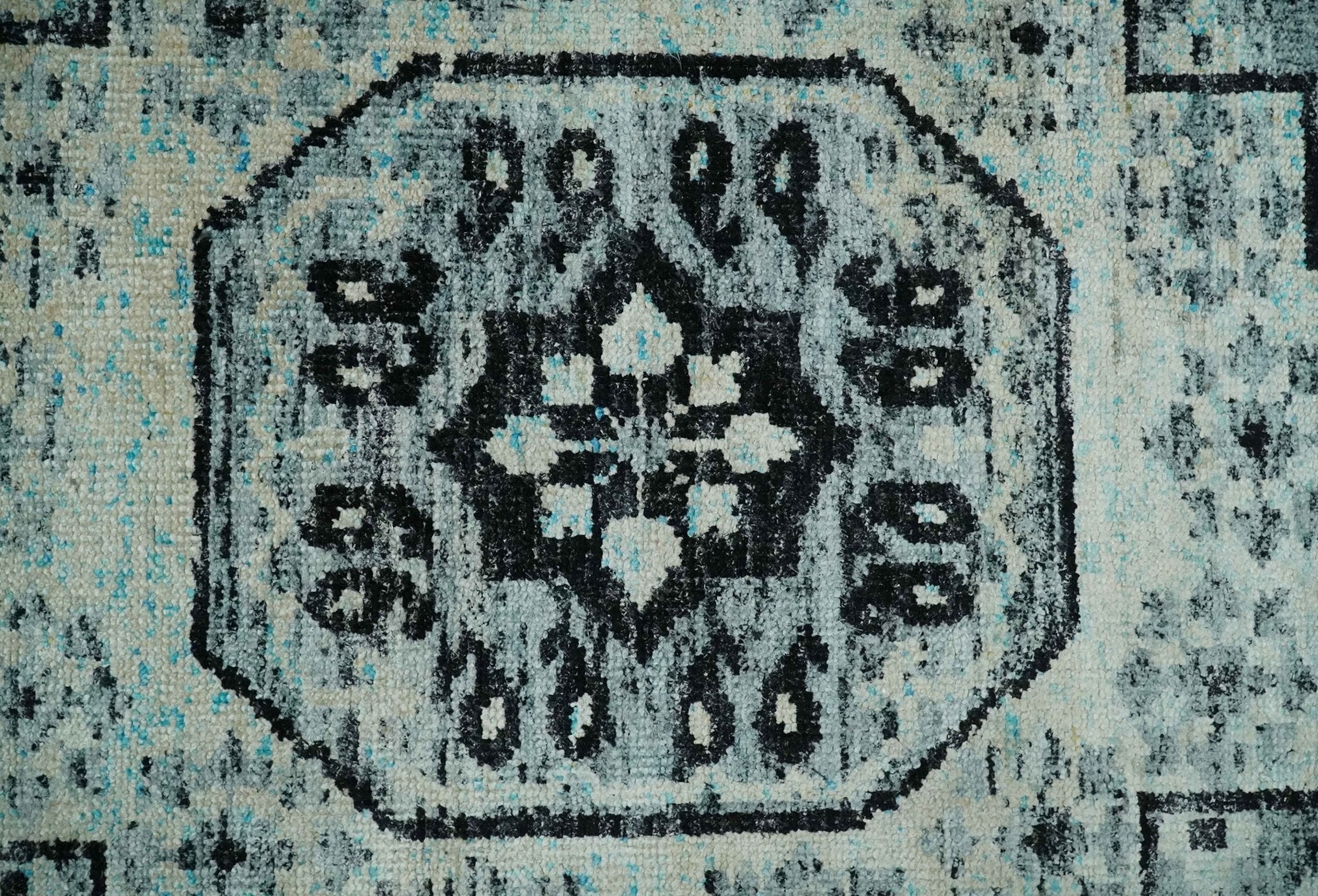 Hand Knotted 5x8 Ivory, Silver and Black Antique Persian Geometric Style Contemporary Bamboo Silk Area Rug | OP110 - Image 9