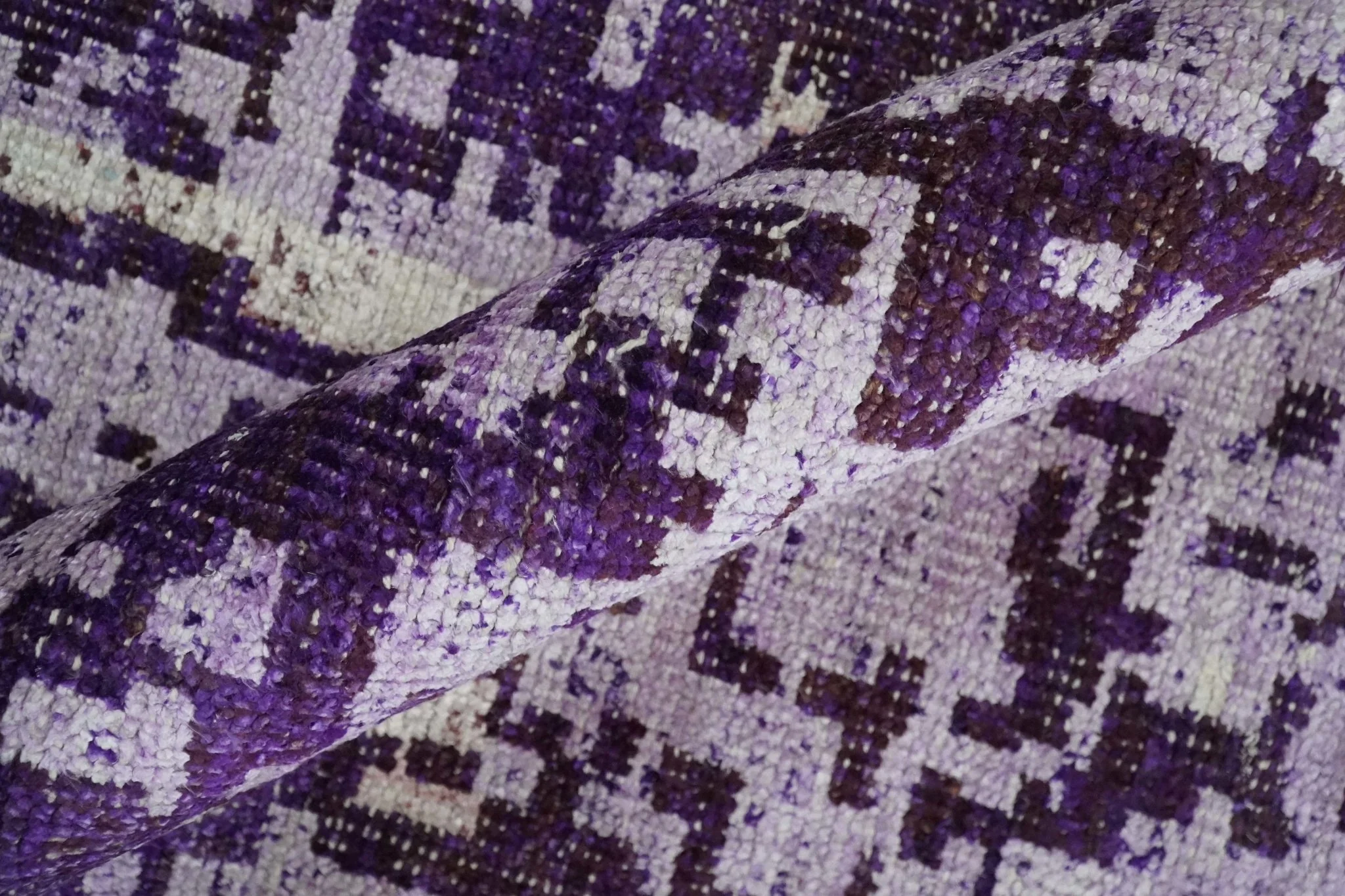 Hand Knotted 5x8 Purple, Violet and Ivory Modern Abstract Contemporary Recycled Silk Area Rug | OP131 - Image 6