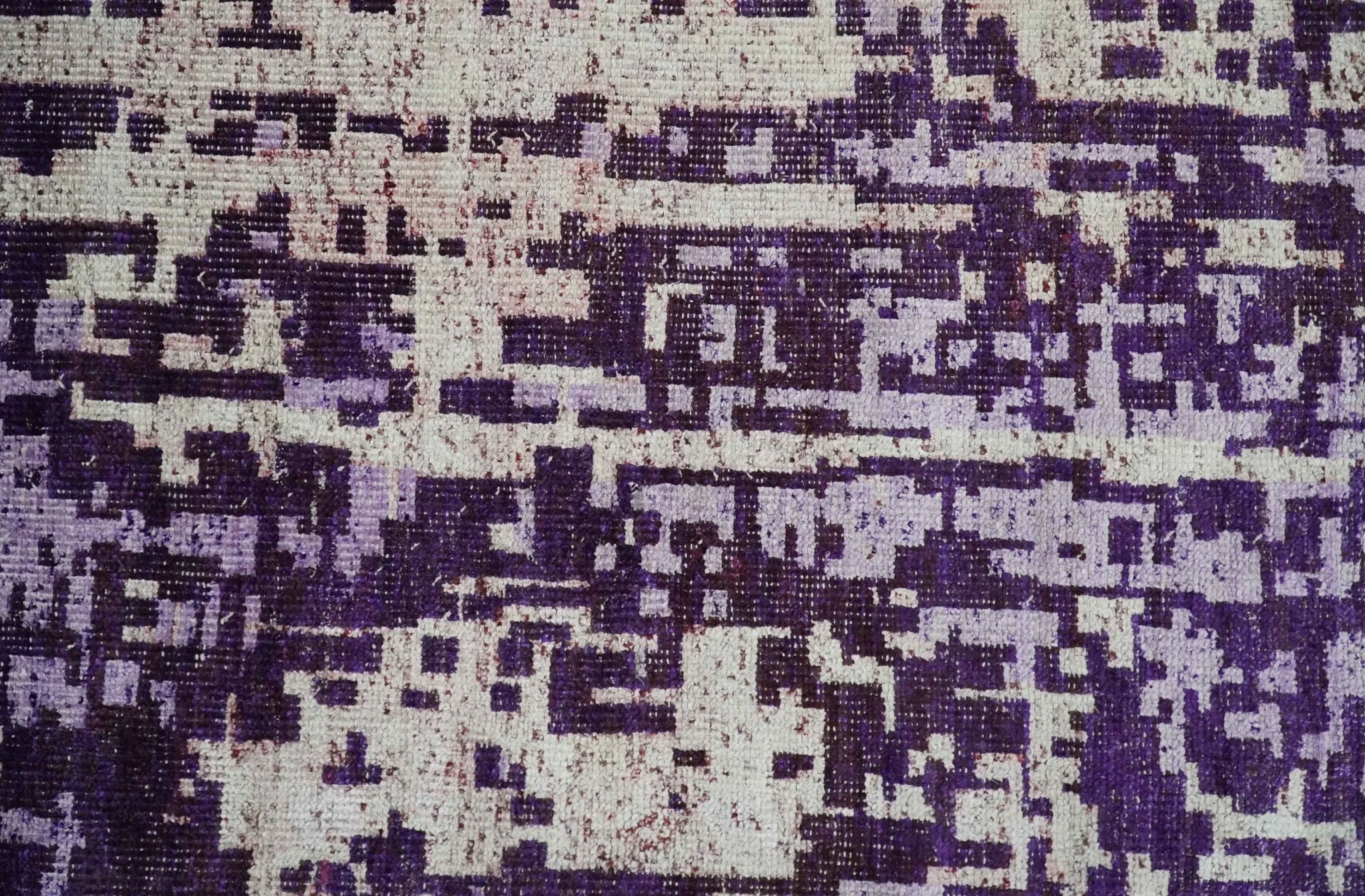 Hand Knotted 5x8 Purple, Violet and Ivory Modern Abstract Contemporary Recycled Silk Area Rug | OP131 - Image 9
