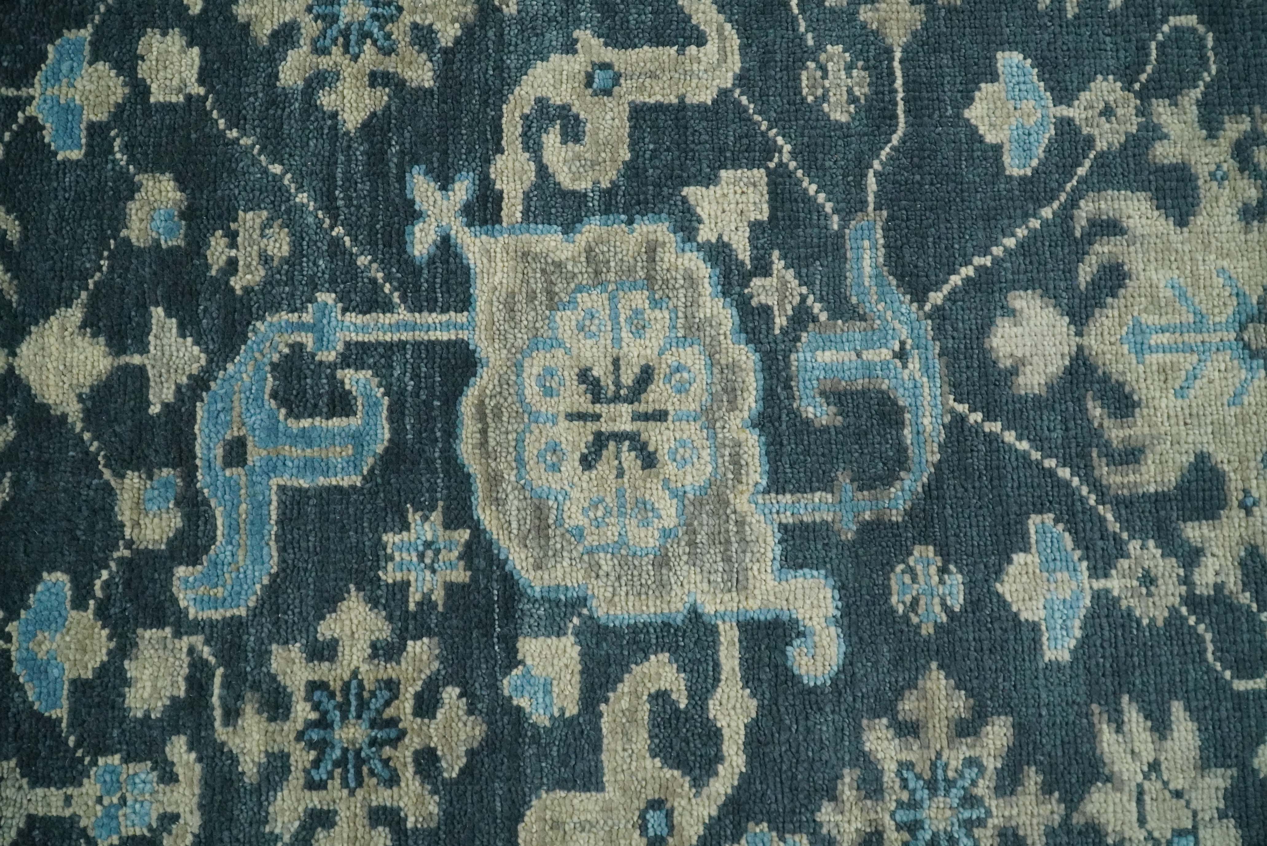 Hand Knotted 5x8 Vintage Oriental Oushak Blue and Camel Wool Area Rug | TRDCP8B - Image 12