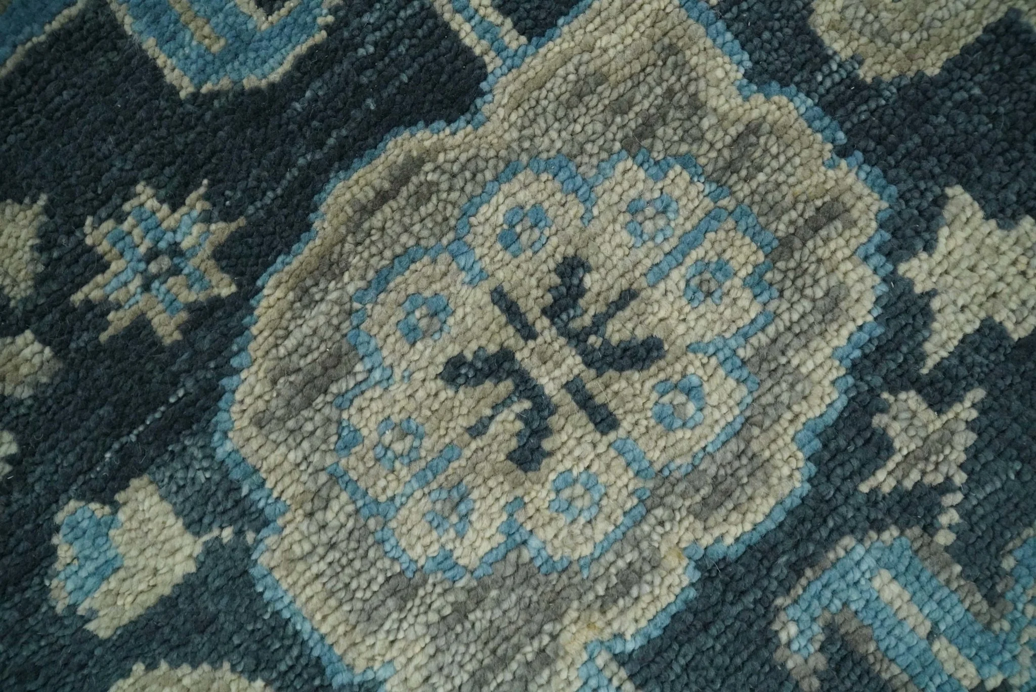 Hand Knotted 5x8 Vintage Oriental Oushak Blue and Camel Wool Area Rug | TRDCP8B - Image 2