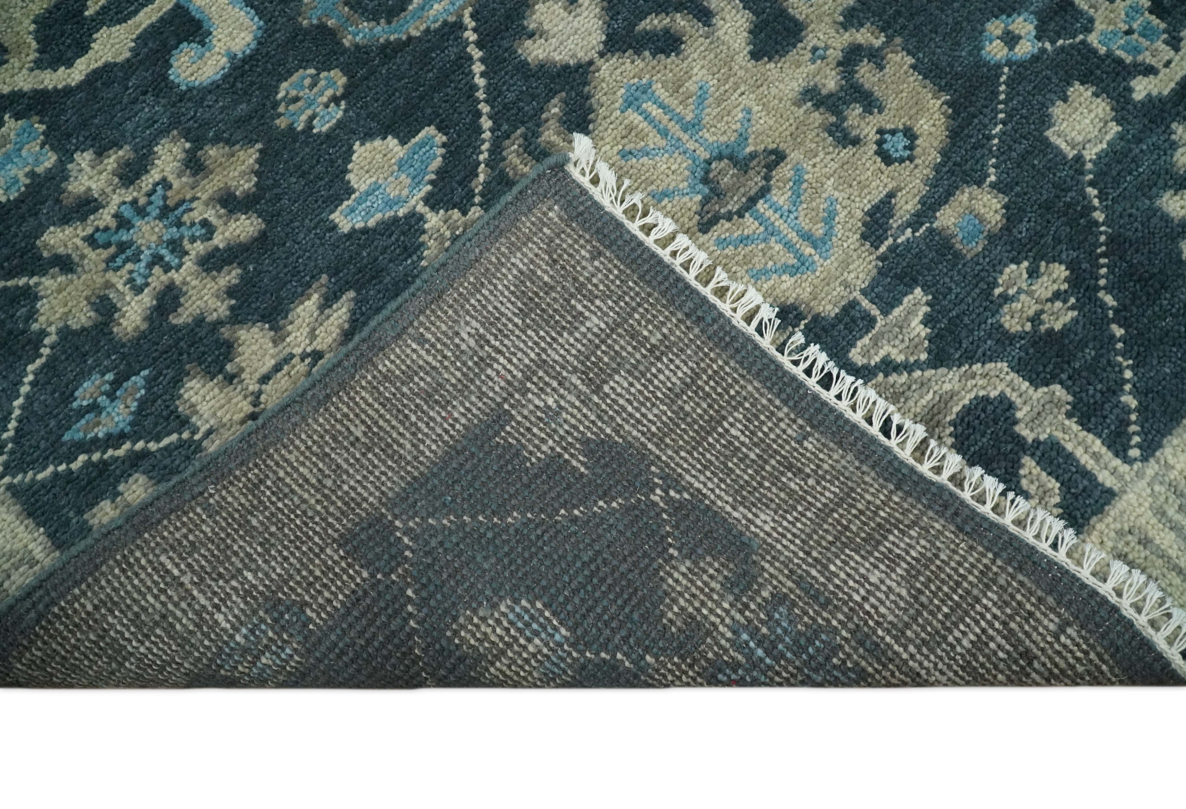 Hand Knotted 5x8 Vintage Oriental Oushak Blue and Camel Wool Area Rug | TRDCP8B - Image 7