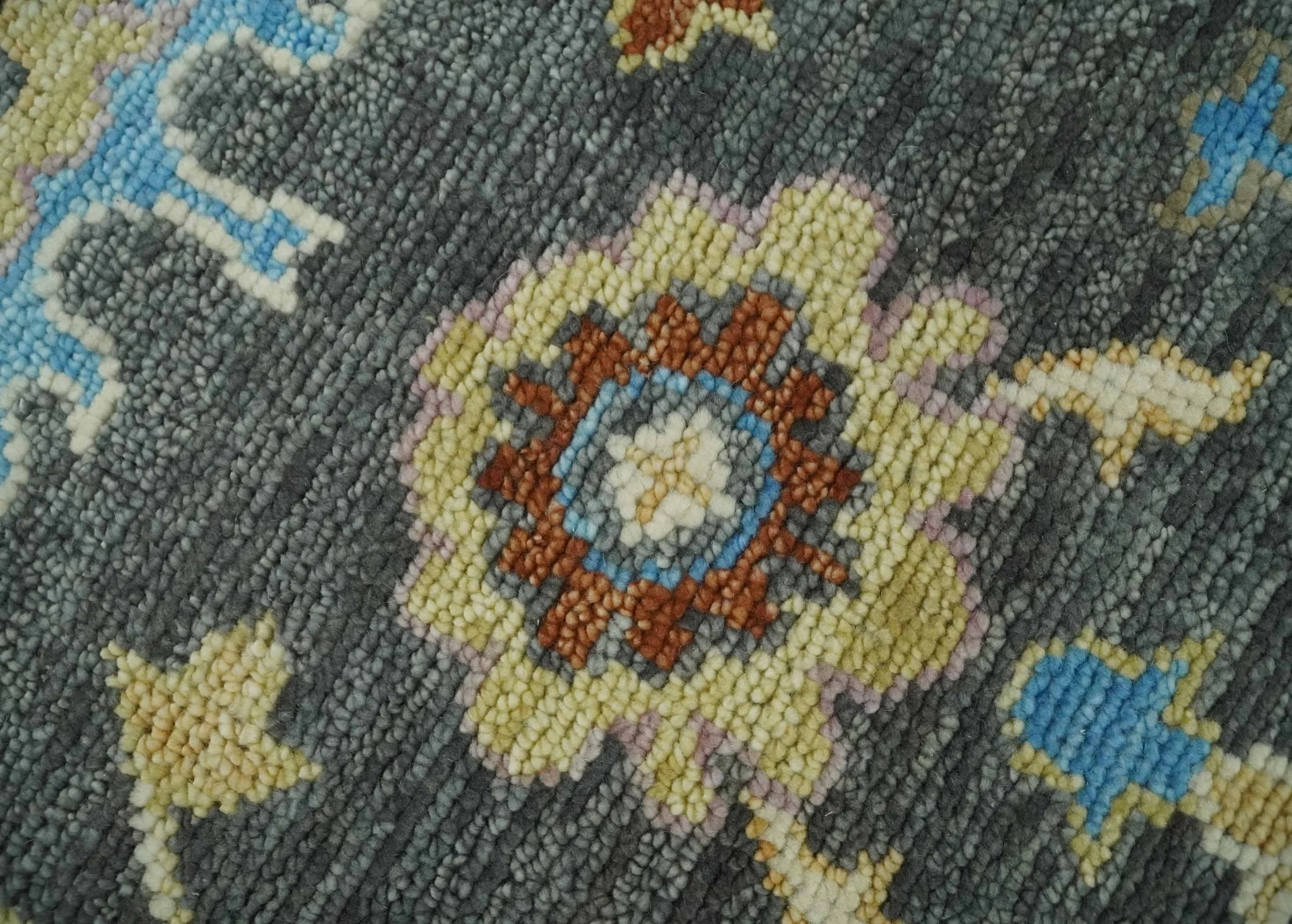 Hand Knotted Gray, Ivory and Olive Traditional Oushak Multi Size Wool Area Rug - Image 4