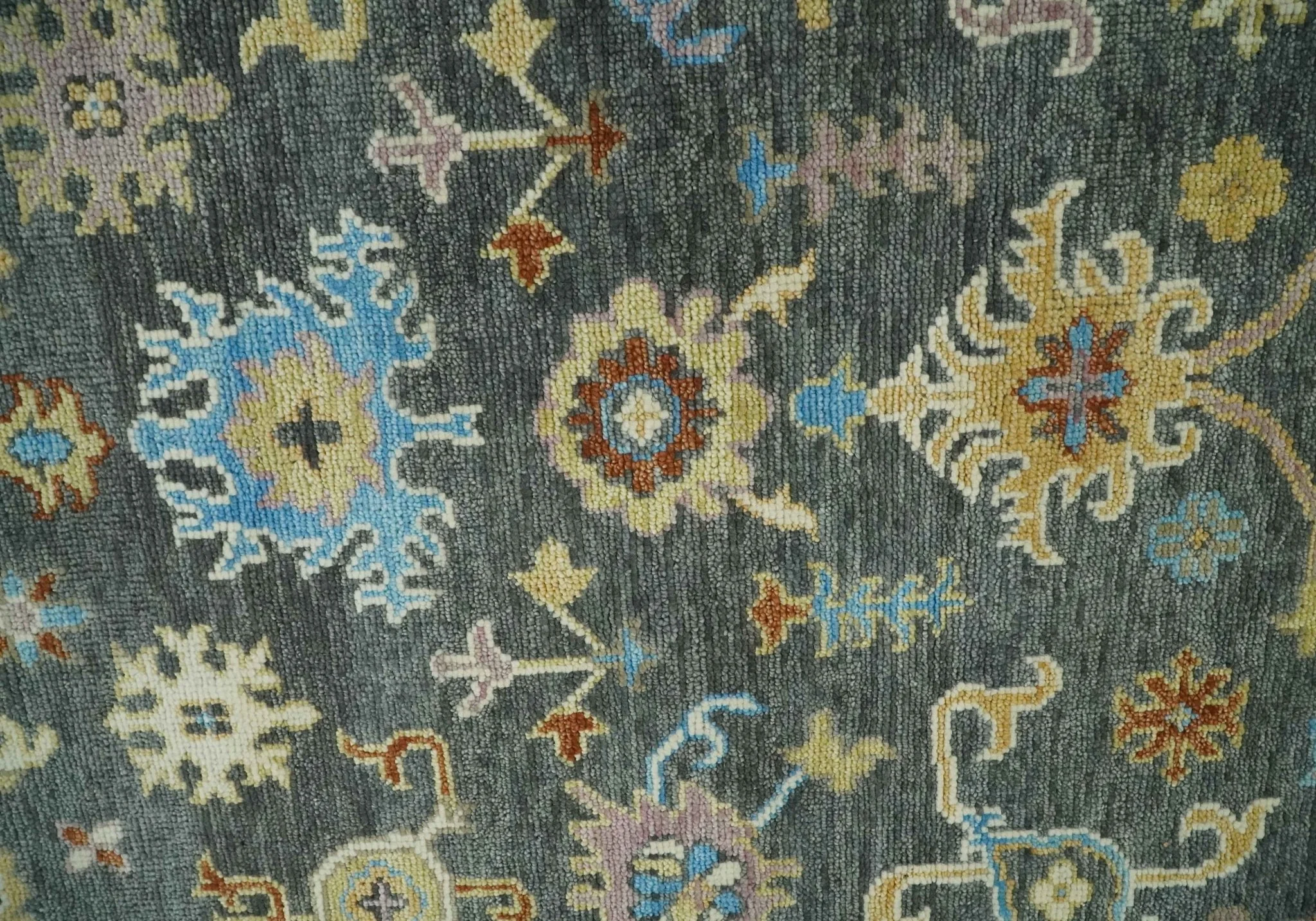 Hand Knotted Gray, Ivory and Olive Traditional Oushak Multi Size Wool Area Rug - Image 9