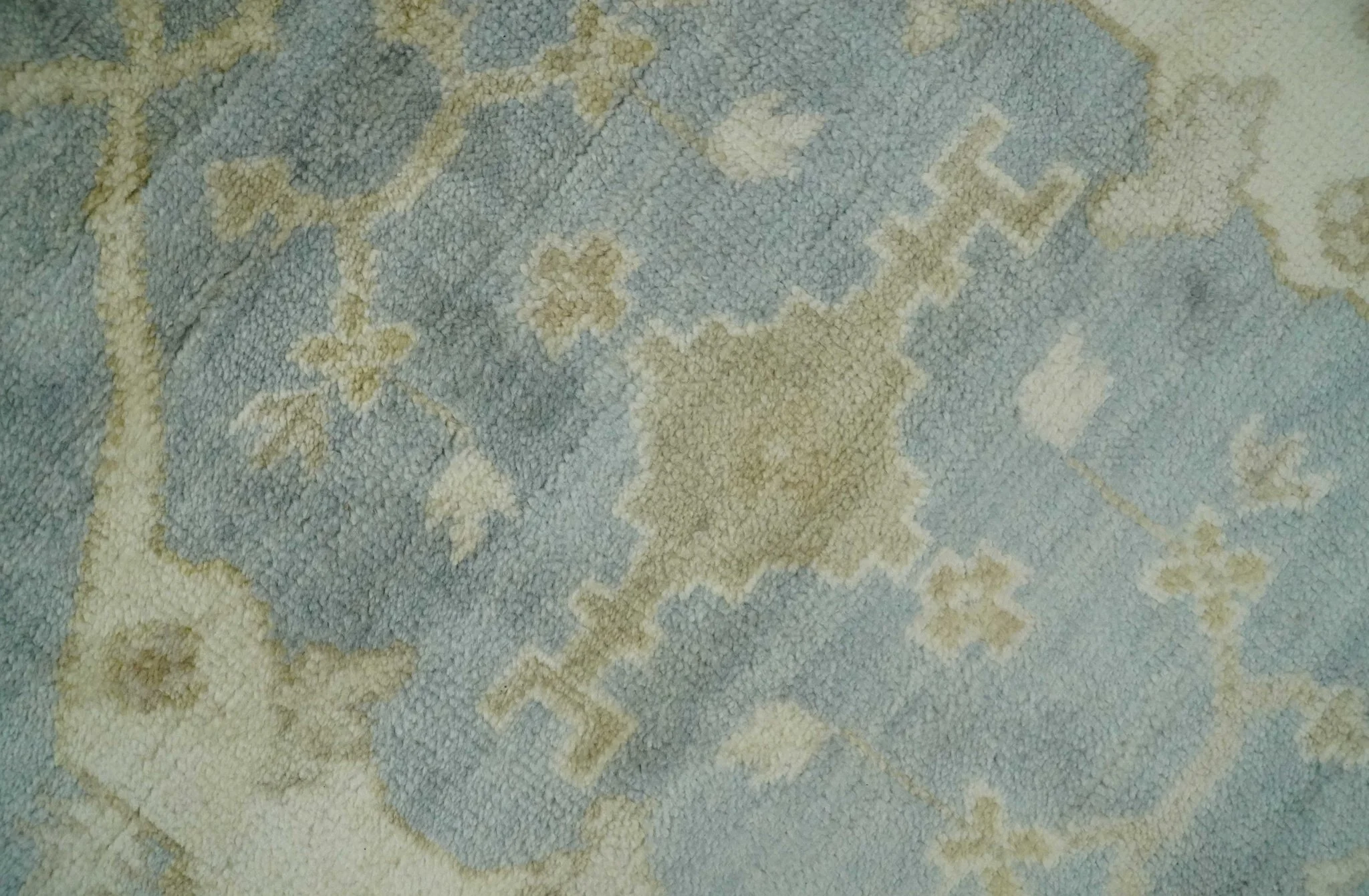 Hand Knotted 6x9 Oriental Oushak Silver and Beige Turkish Style Wool Area Rug - Image 4