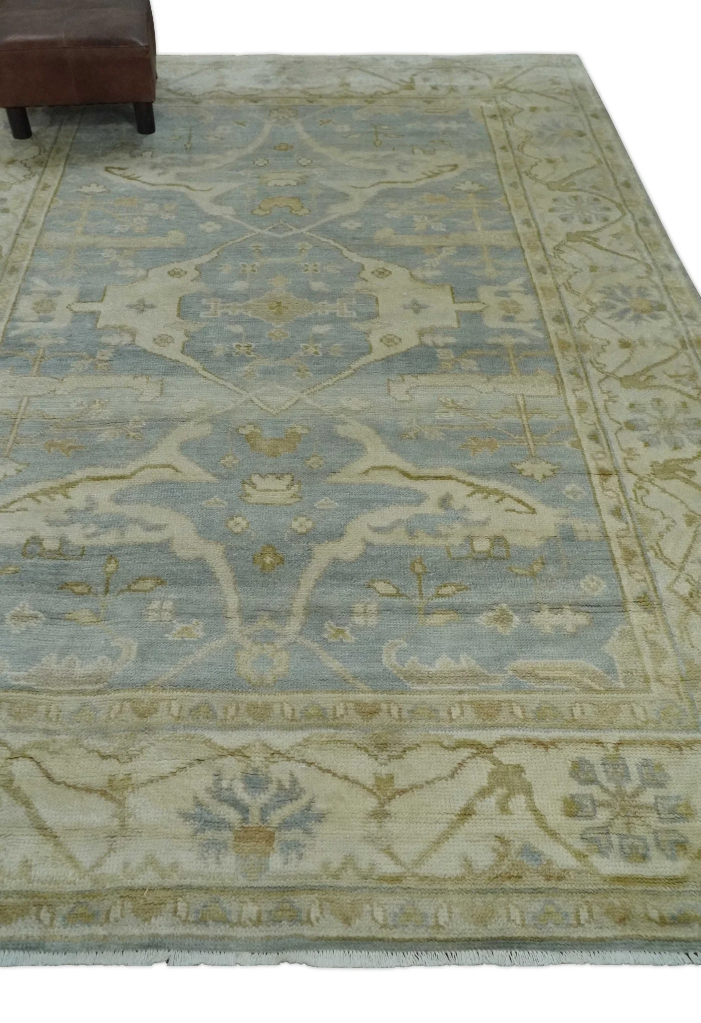 Hand Knotted 6x9 Oriental Oushak Turkish Style Silver and Beige Wool Area Rug - Image 3