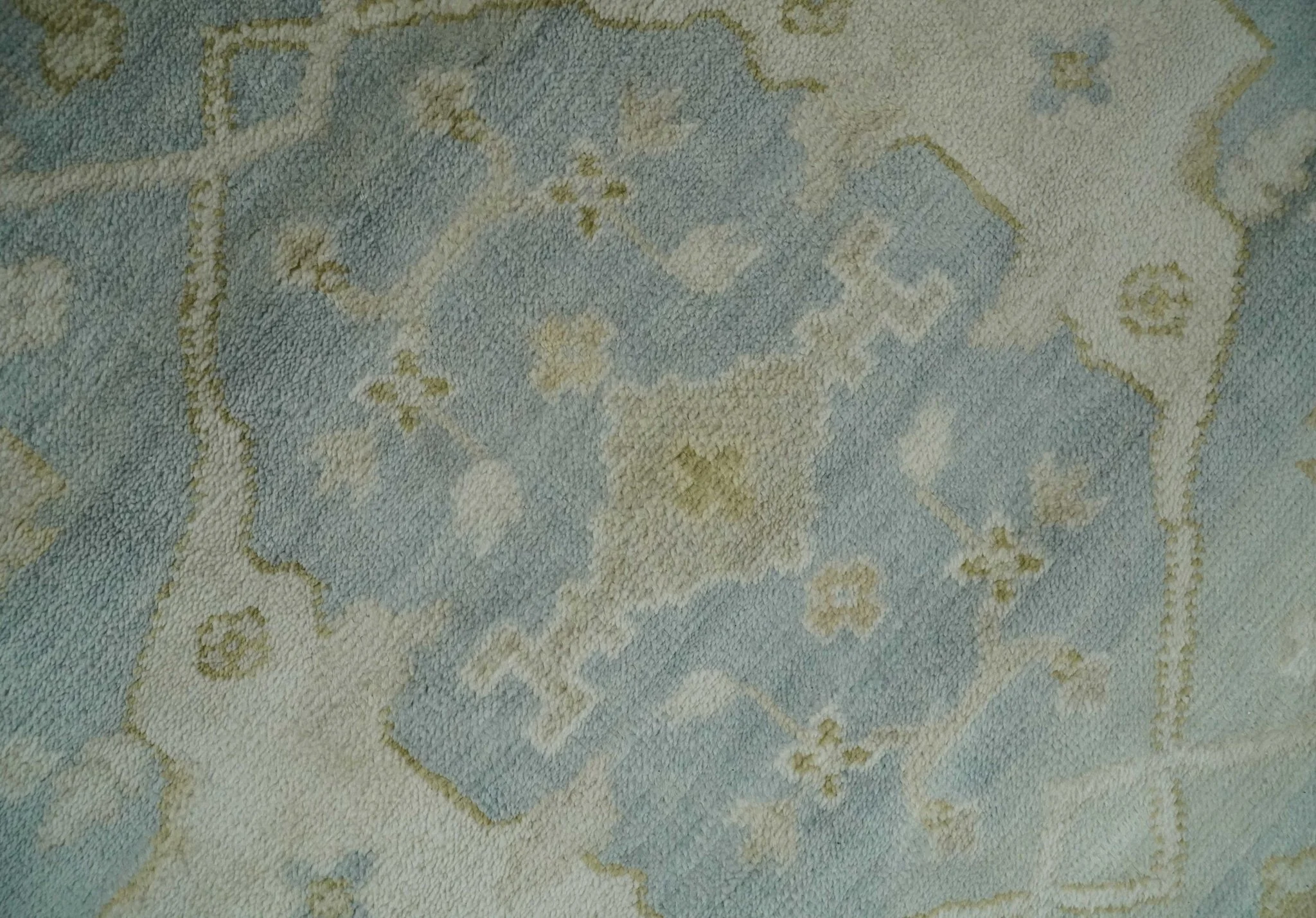 Hand Knotted 6x9 Oriental Oushak Turkish Style Silver and Beige Wool Area Rug - Image 4
