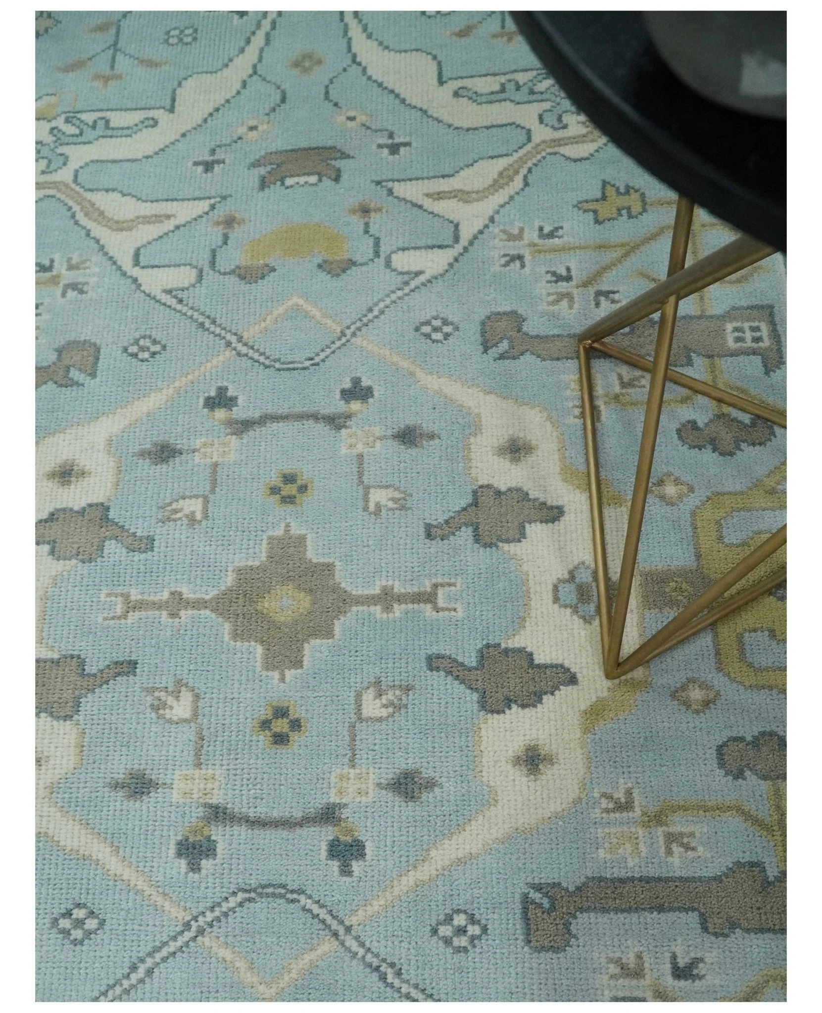 Hand Knotted 6x9 Vintage Blue, Beige and Camel Oriental Oushak Wool Area Rug | TRDCP86969 - Image 5