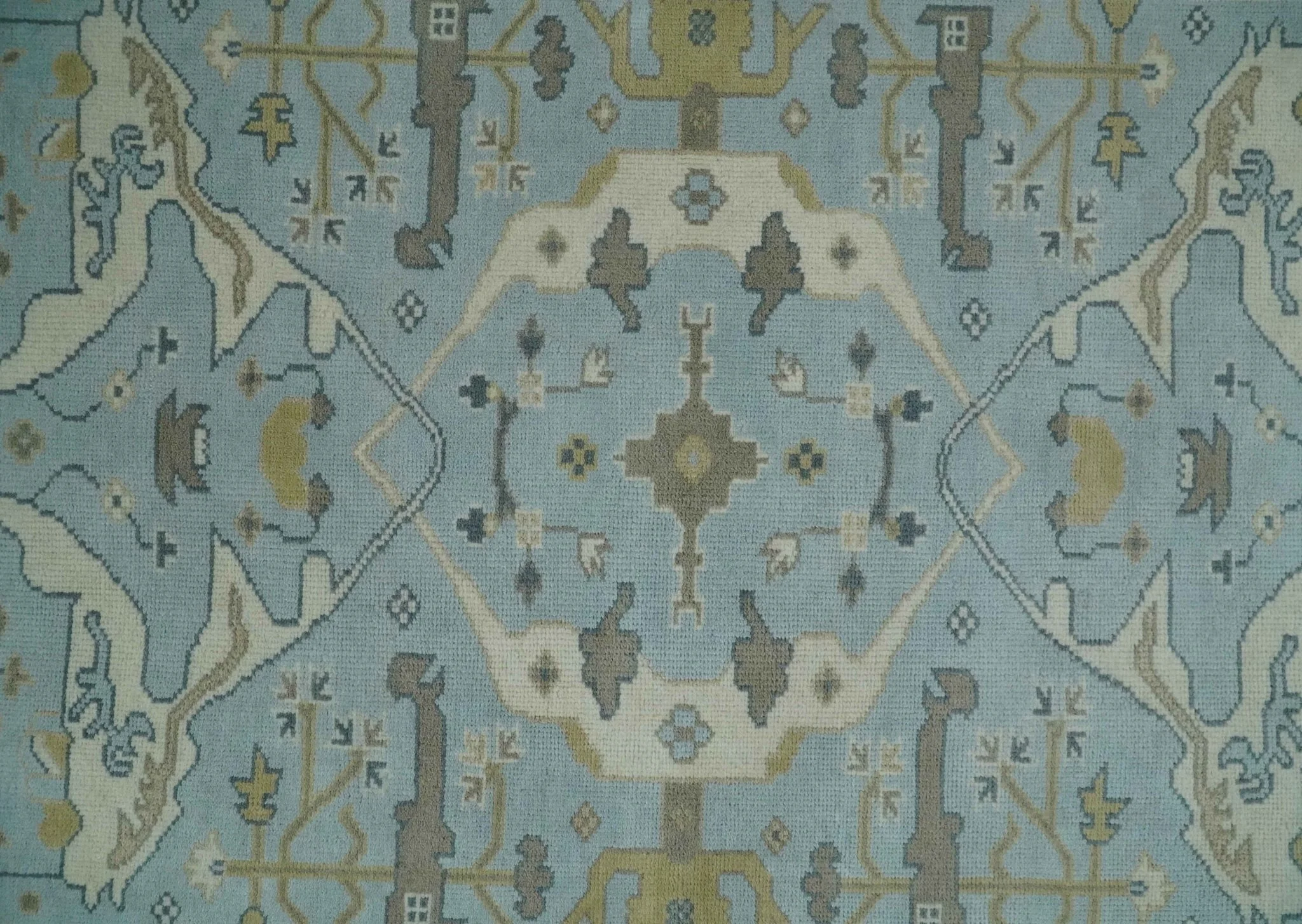 Hand Knotted 6x9 Vintage Blue, Beige and Camel Oriental Oushak Wool Area Rug | TRDCP86969 - Image 9