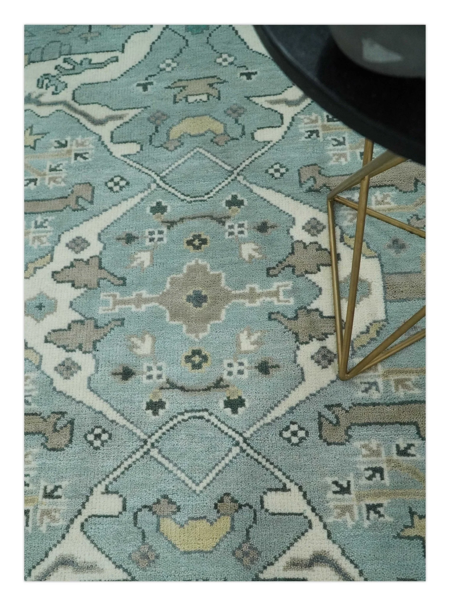 Hand Knotted 6x9 Vintage Blue, Ivory and Silver Oriental Oushak Wool Area Rug | TRDCP87169 - Image 5