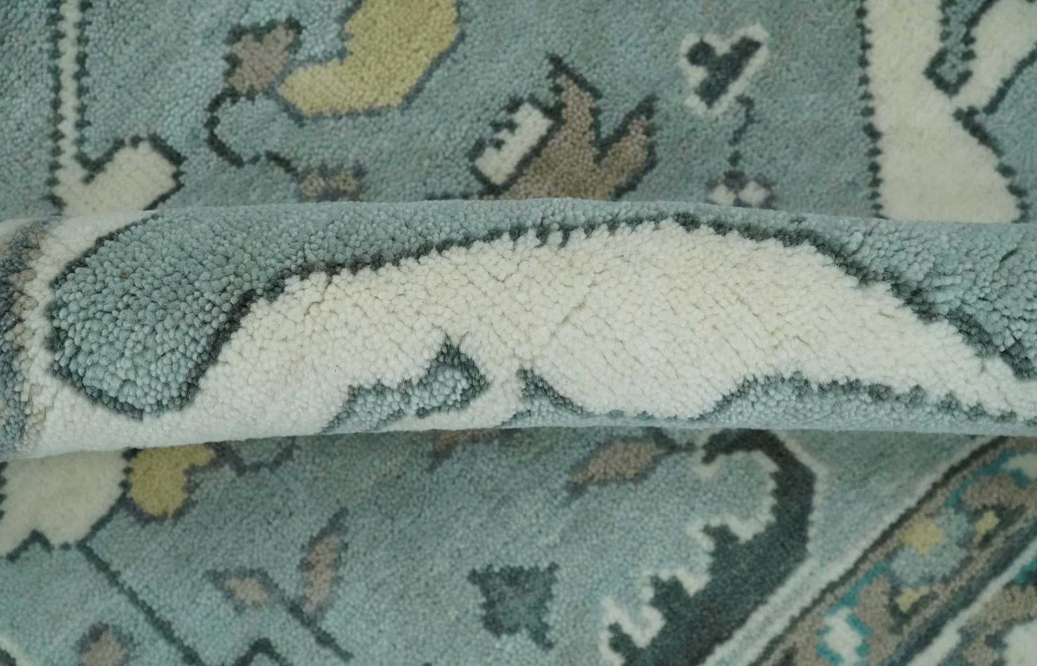 Hand Knotted 6x9 Vintage Blue, Ivory and Silver Oriental Oushak Wool Area Rug | TRDCP87169 - Image 6