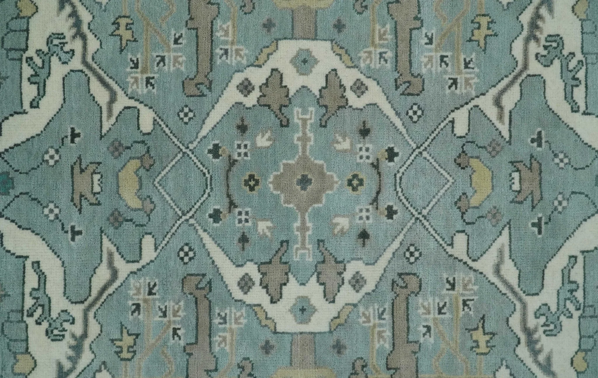 Hand Knotted 6x9 Vintage Blue, Ivory and Silver Oriental Oushak Wool Area Rug | TRDCP87169 - Image 9