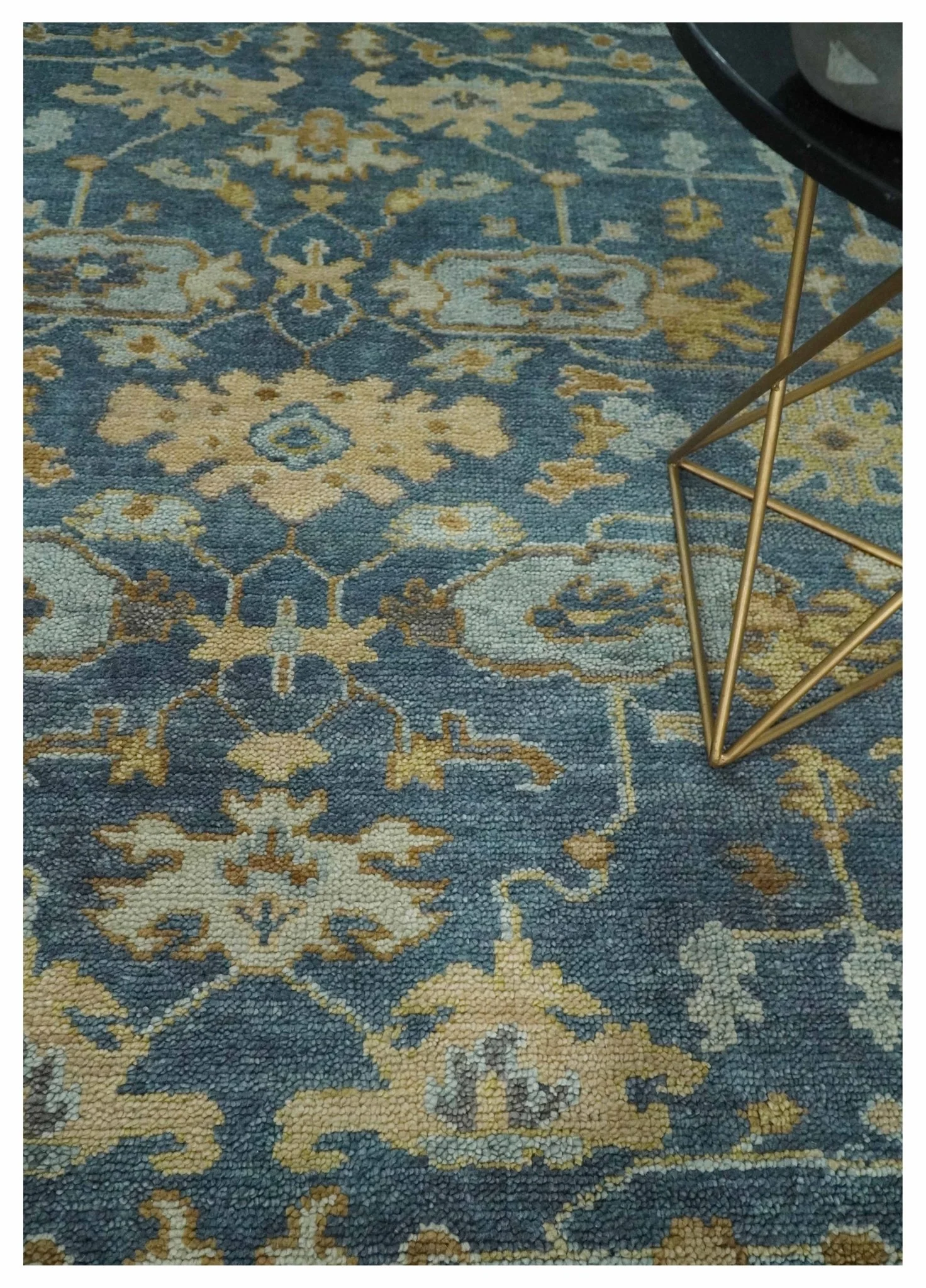 Hand Knotted 8x10 Charcoal, Silver and Beige Oushak Wool Area Rug - Image 10