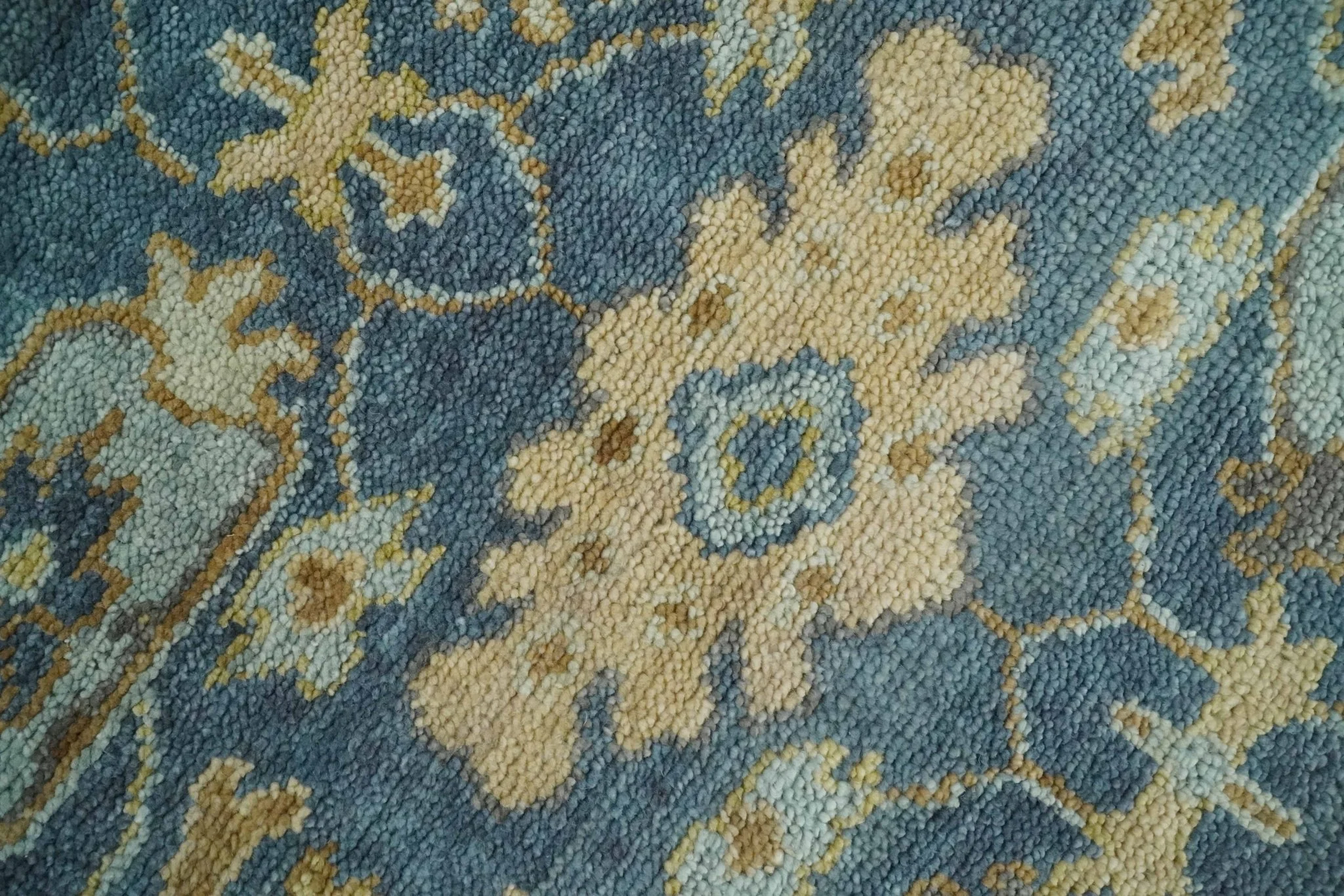 Hand Knotted 8x10 Charcoal, Silver and Beige Oushak Wool Area Rug - Image 8