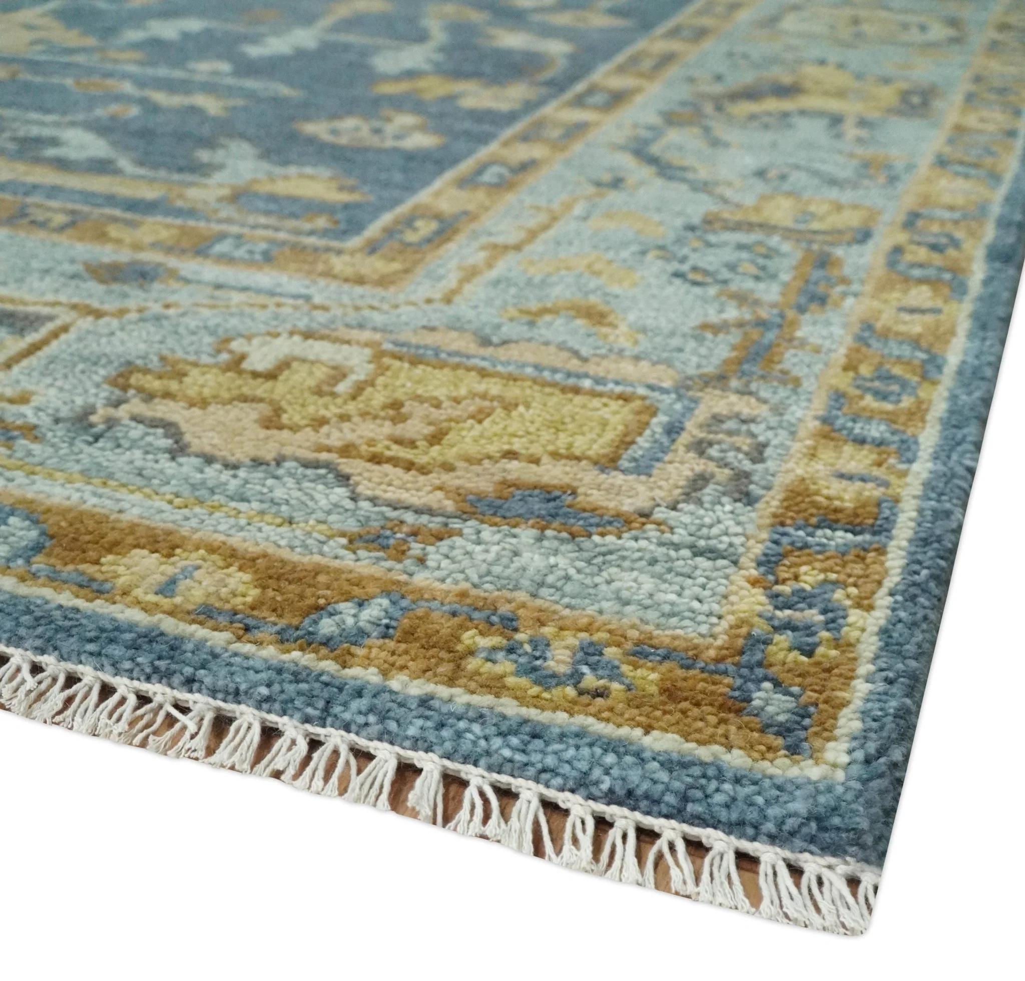 Hand Knotted 8x10 Charcoal, Silver and Beige Oushak Wool Area Rug - Image 9