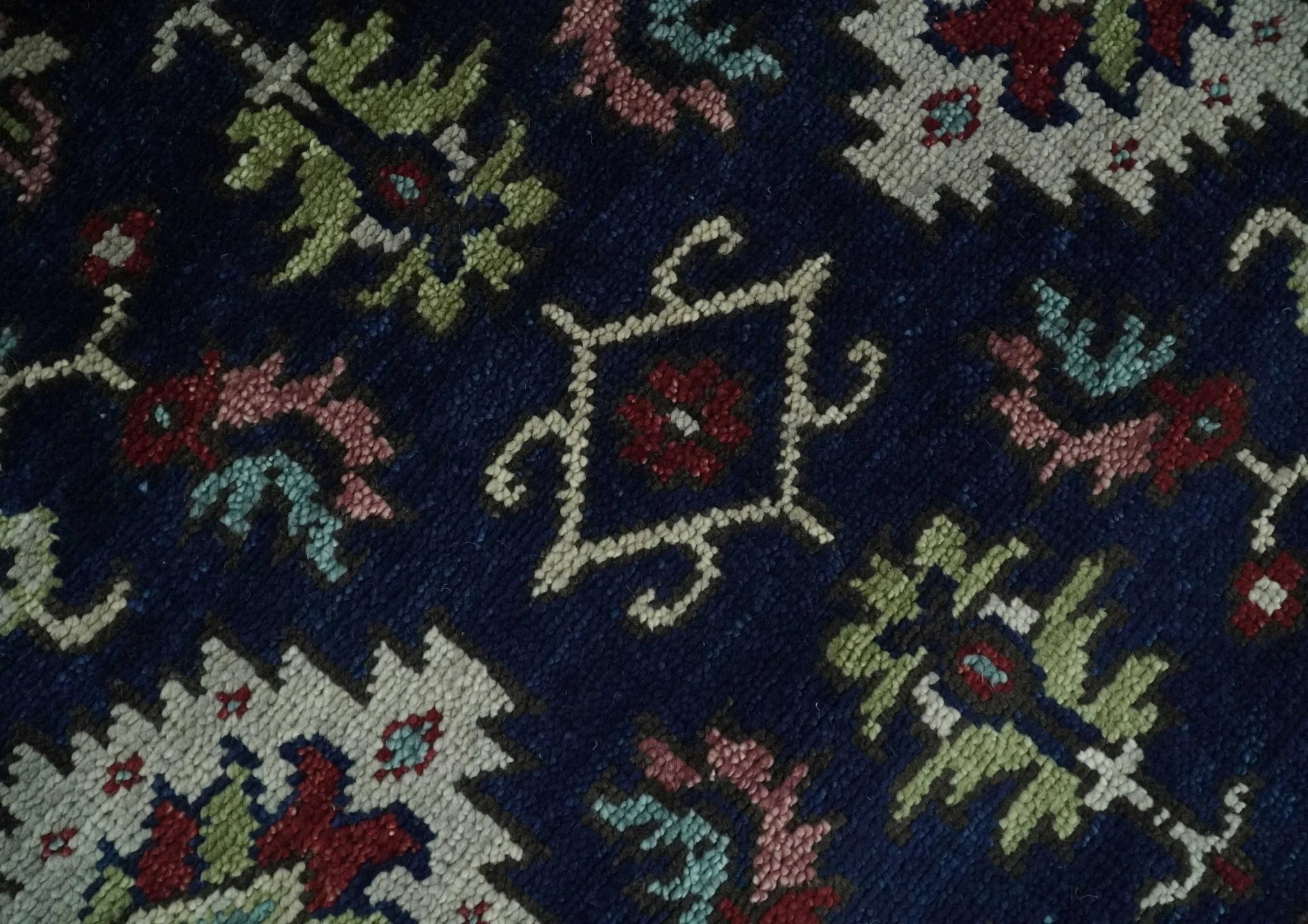 Antique look Hand Knotted Black, Rust and Beige Traditional oriental Oushak Multi Size Wool Area Rug - Image 4