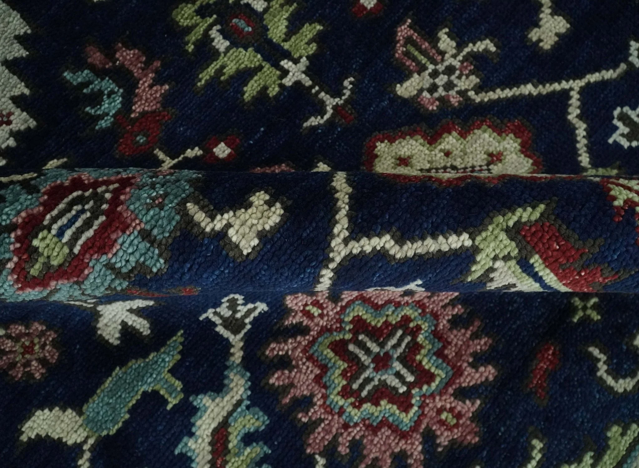 Antique look Hand Knotted Black, Rust and Beige Traditional oriental Oushak Multi Size Wool Area Rug - Image 6