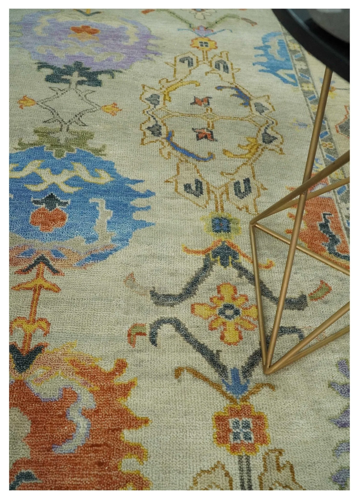 Hand knotted 8x10 All Wool Beige and Gray Traditional Antique Persian Oushak Area Rug | TRDCP837810 - Image 2