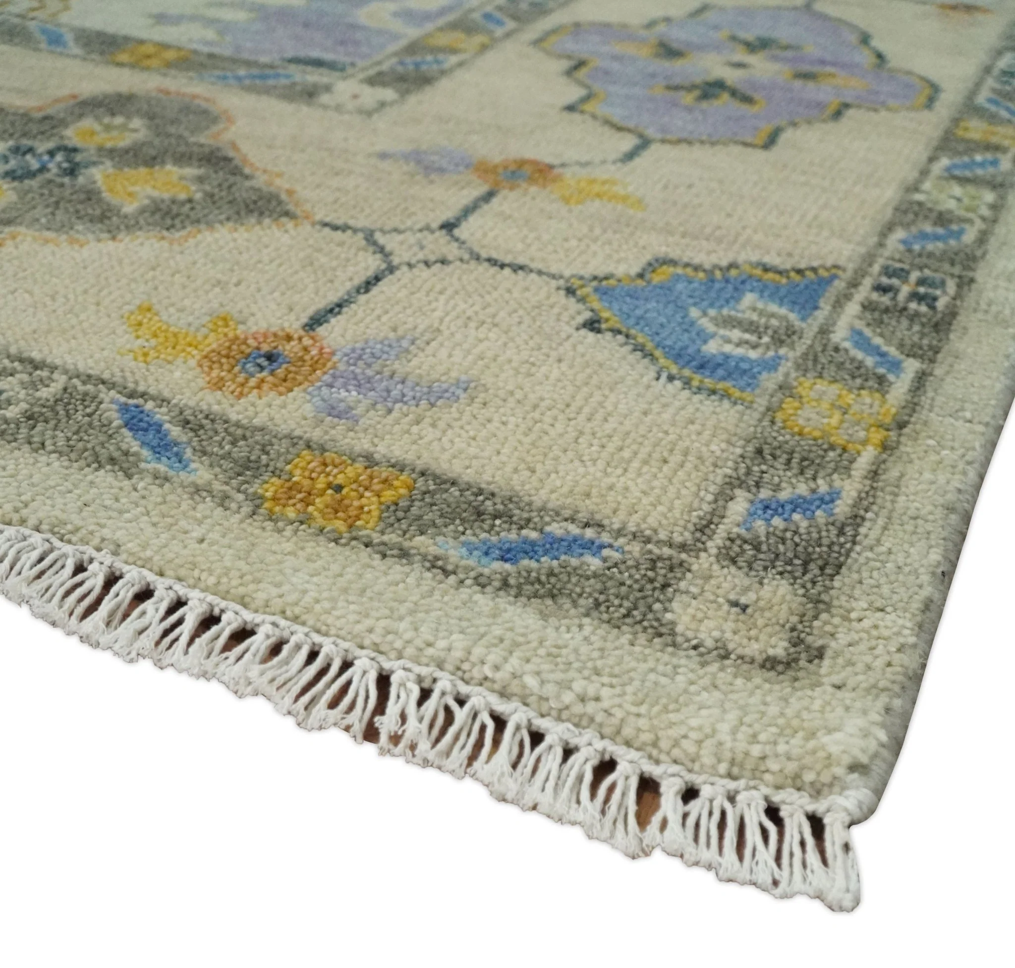 Hand knotted 8x10 All Wool Beige and Gray Traditional Antique Persian Oushak Area Rug | TRDCP837810 - Image 5
